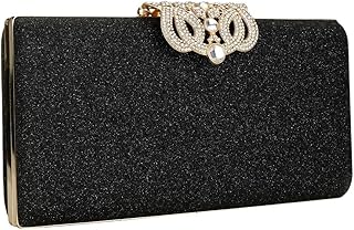 Pochette da donna con glitter e catena per feste serali