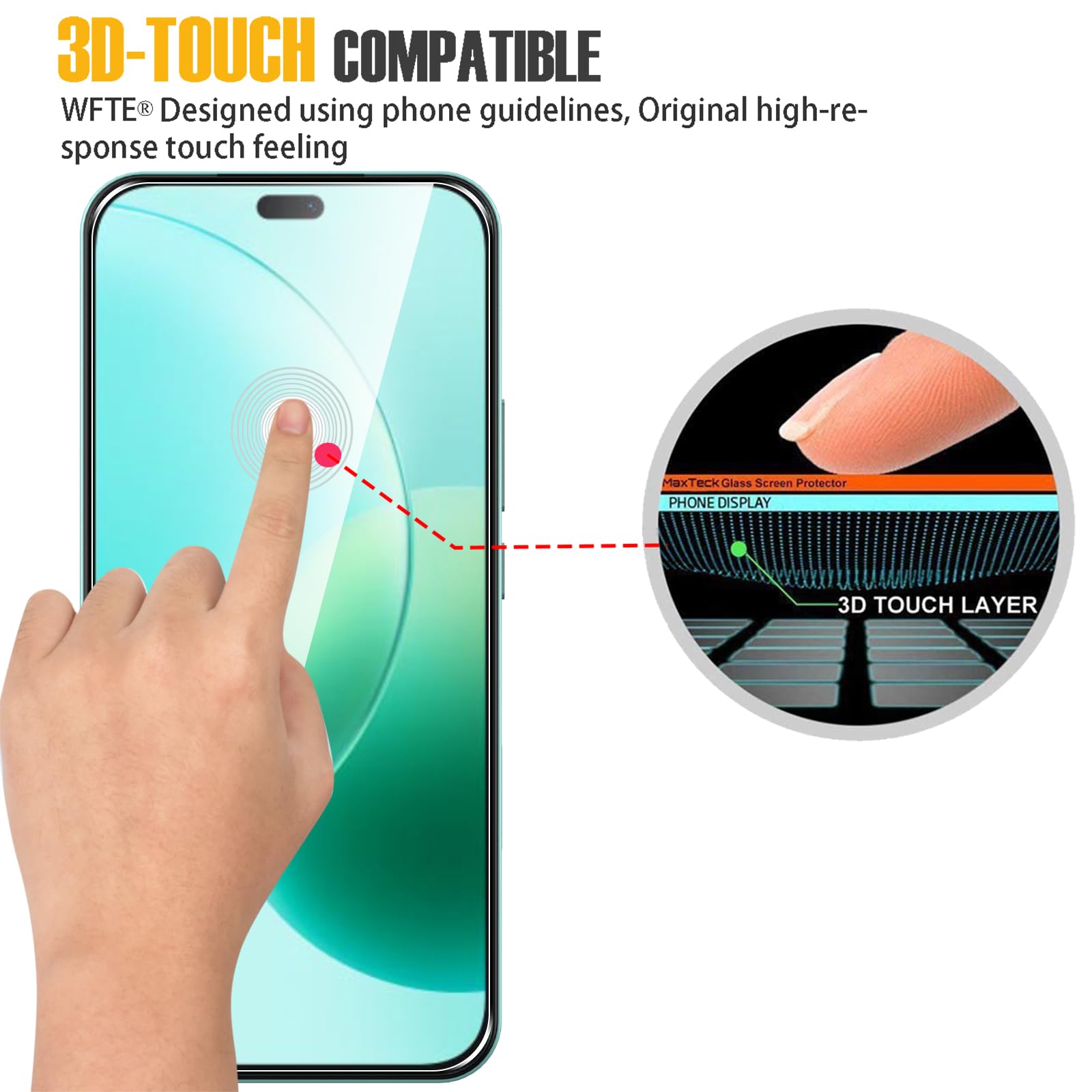WFTE [Lot de 2 Verre Trempé pour Honor 400 Lite/Honor 200 Lite, 0,26mm Film de Protection D'écran avec Haute Transparence à 99%, Anti-trace Protecteur avec Dureté 9H Glass