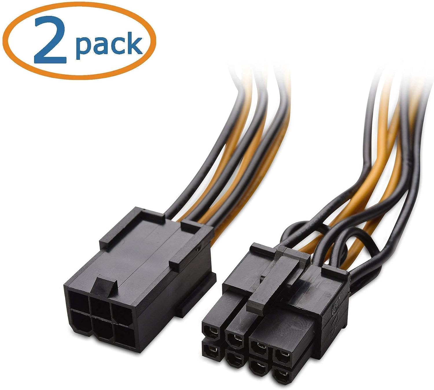 Cable Matters 4-inch PCIe 6 Pin to 8 Pin Adapter Power Cables (2-Pack)