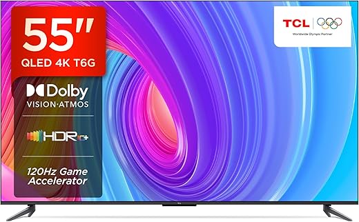 TCL 139 cm (55 inches) 4K Ultra HD Smart QLED Google TV 55T6G (Black)