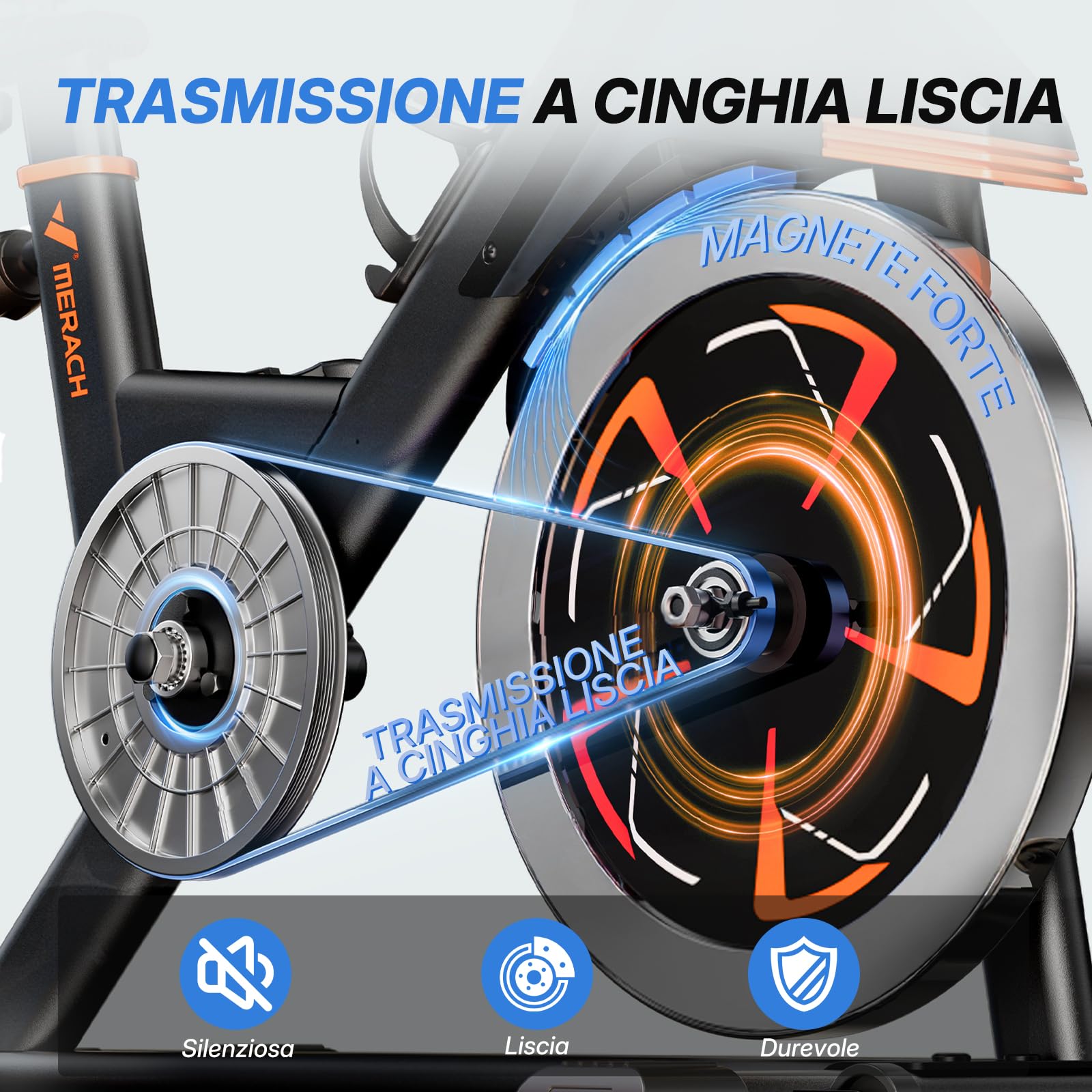 MERACH Cyclette da Casa con Resistenza Magnetica, Bicicletta da Appartamento Silenziosa con Sella Confortevole Migliorata, Schermo LCD, Supporto Tablet, App Esclusiva, Ideale per Training Aerobico