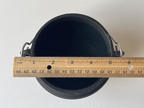 Miniatura 3 de Caldero acanalado de hierro fundido con tapa y asa, estilo acanalado de 5.25 pulgadas de diámetro, perfecto para manchas, quemar incienso, ritual,