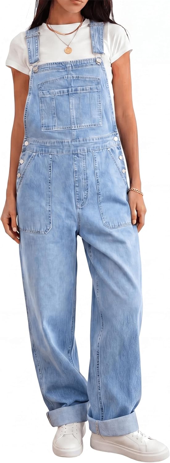 Skirt BL Denim Overalls for Women Straight Leg Adjustable Strap Jean Bib Overalls Casual Stretch Denim Jumpsuit with Pockets