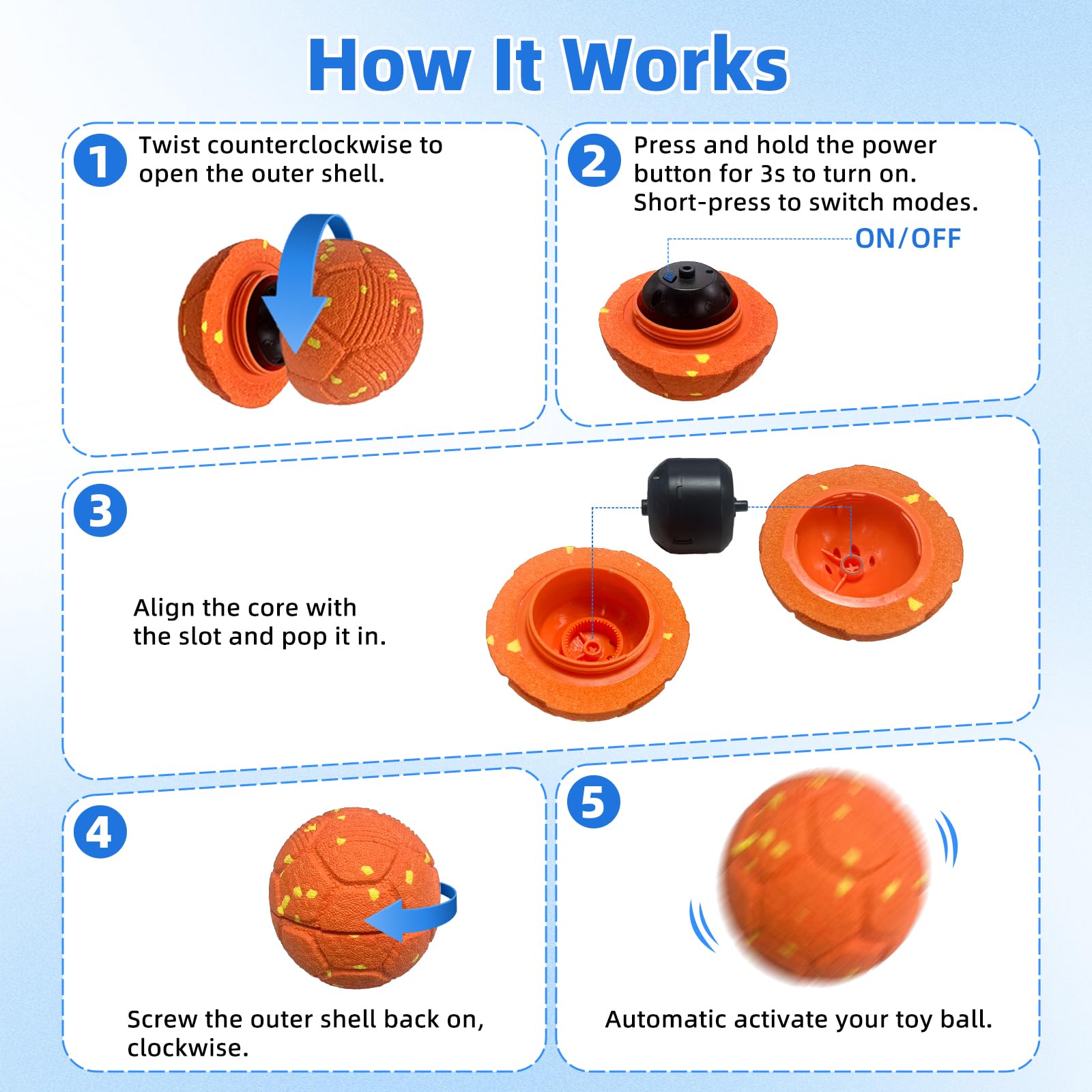 Pelota Interactiva Perro, Juguetes para Perros Inteligente, Pelota Perro Rebotadora Automatico, Juguete Inteligente con 3 Modos Recargable, Jumping Pelotas para Perros Medianos y Grandes