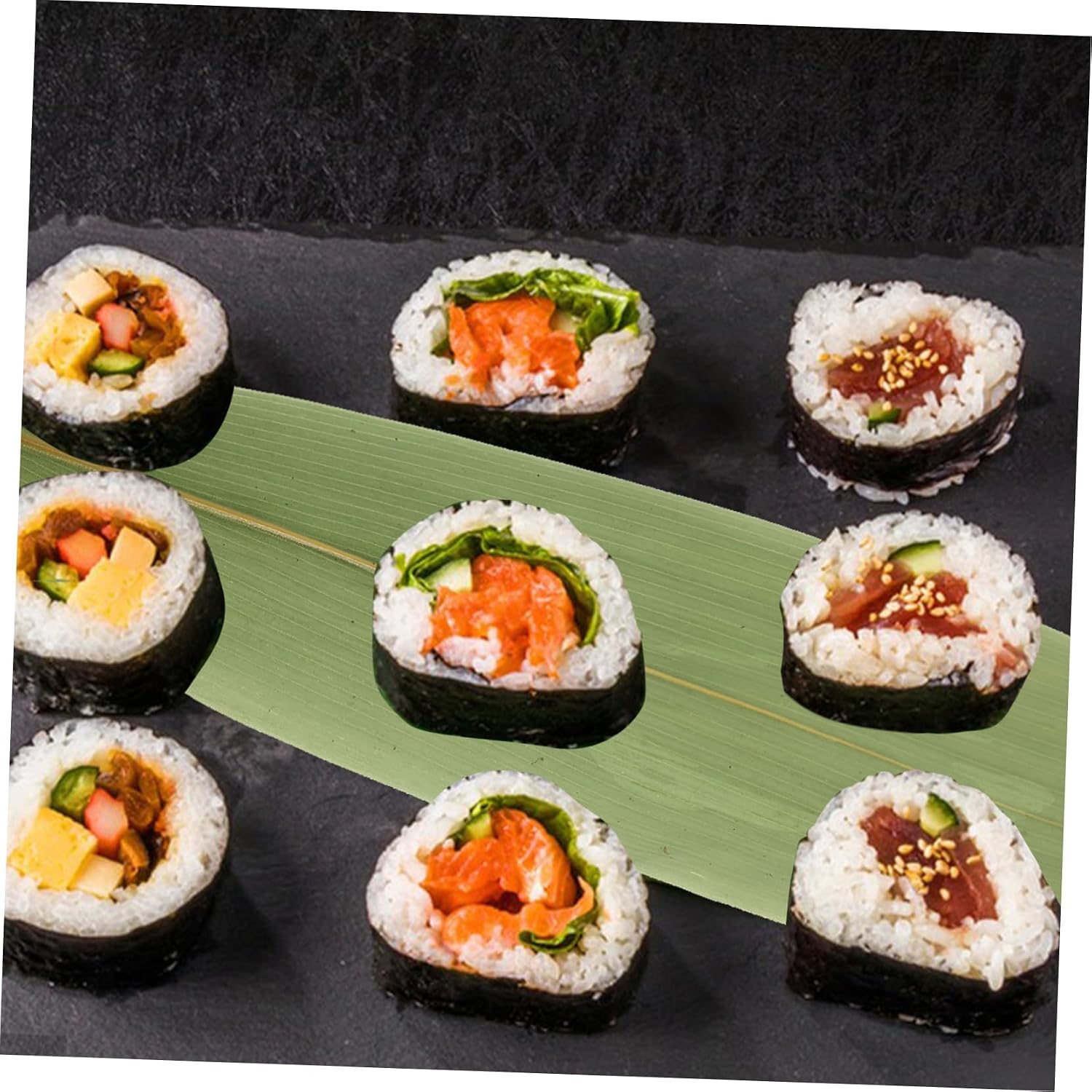 100pcs Bamboo Leaf Arrangement Sushi Decorative Grass Japanese Food Mat Sushi Platter Accessory