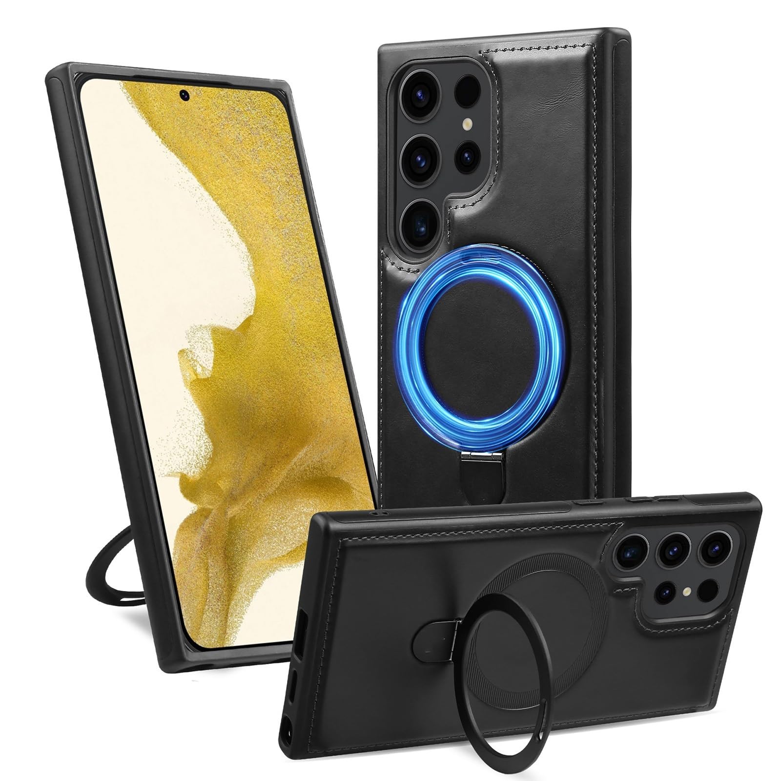 Custodia Per Samsung Galaxy S26/S26 Plus/S26 Ultra, Ad Anello Regolabile Shell Magnetica Antiurto Custodia(Nero,S26)