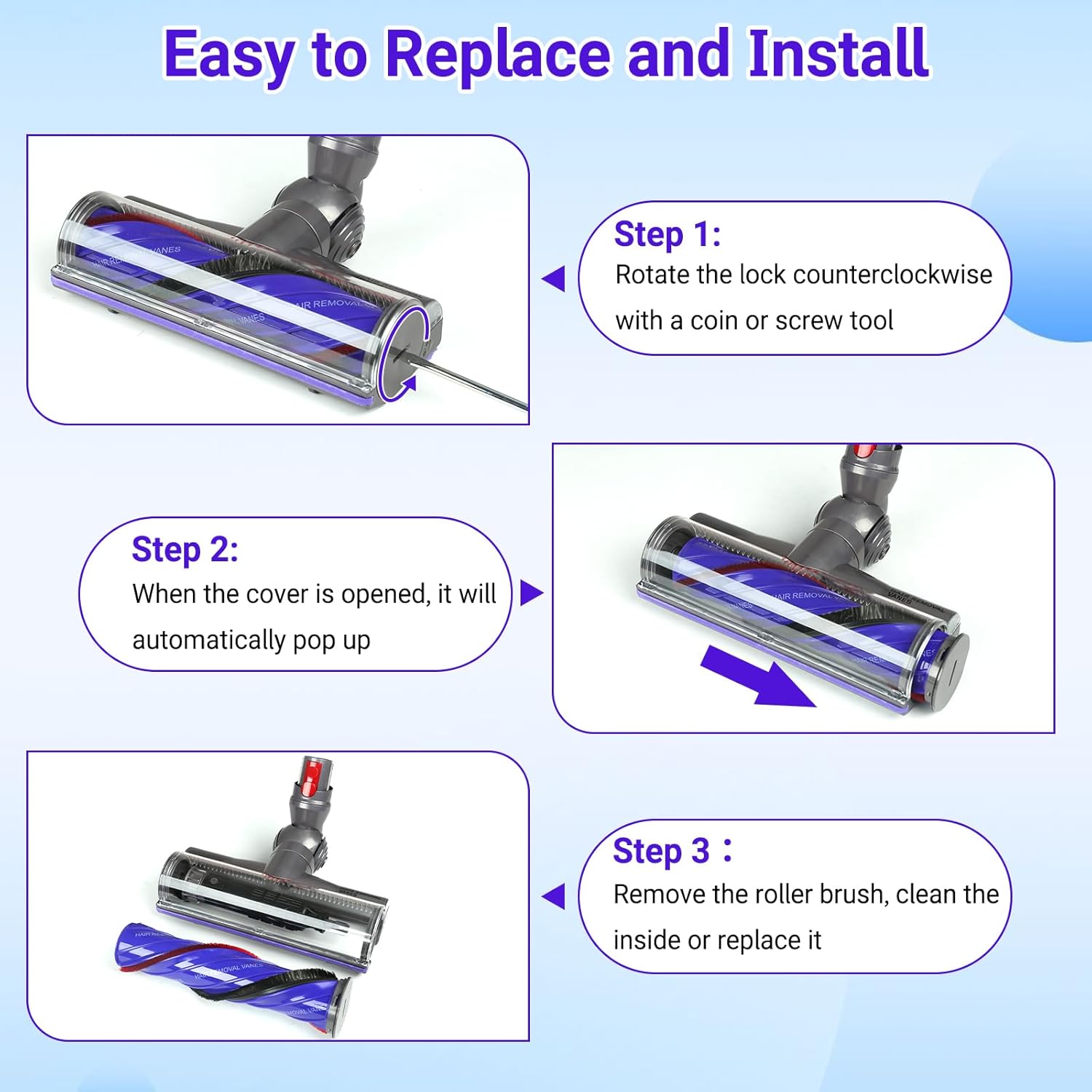 Upgrade Anti-Tangle Replacement Head Compatible with Dyson Digital Slim SV18, V12 Detect Slim Cordless Vacuum Cleaners, Anti-Tangle Vacuum Head