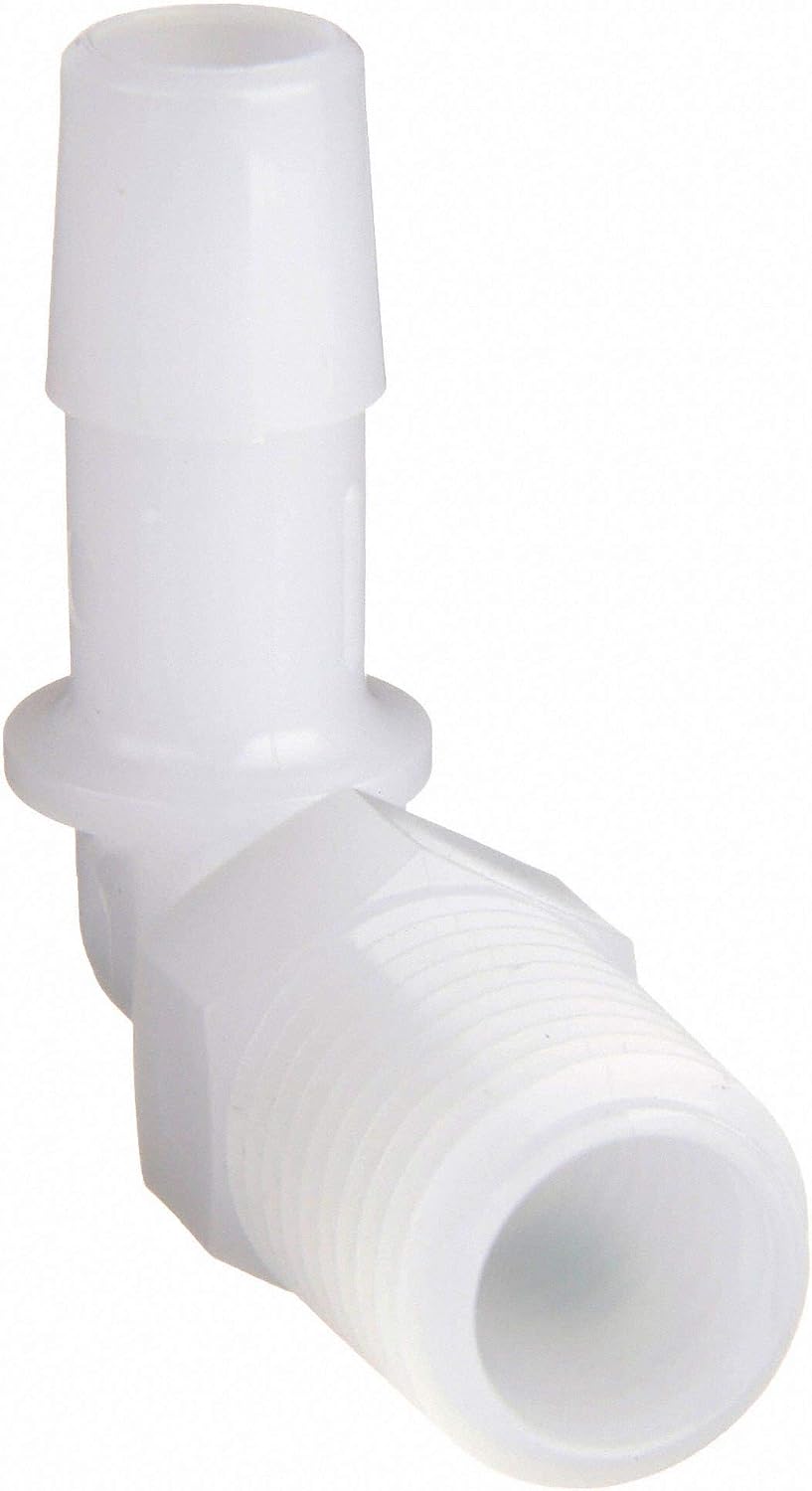 Eldon James Barbed x MNPT Elbow, 90(Deg), Polyethylene, 1/8" Barb Size, Natural - L4-2HDPE, (Pack of 10)