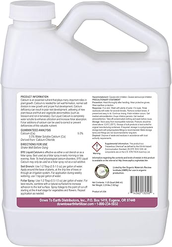 Miniatura 2 de Down To Earth All Natural Fertilizers Calcio líquido 5.0%, concentrado de 1 cuarto de galón