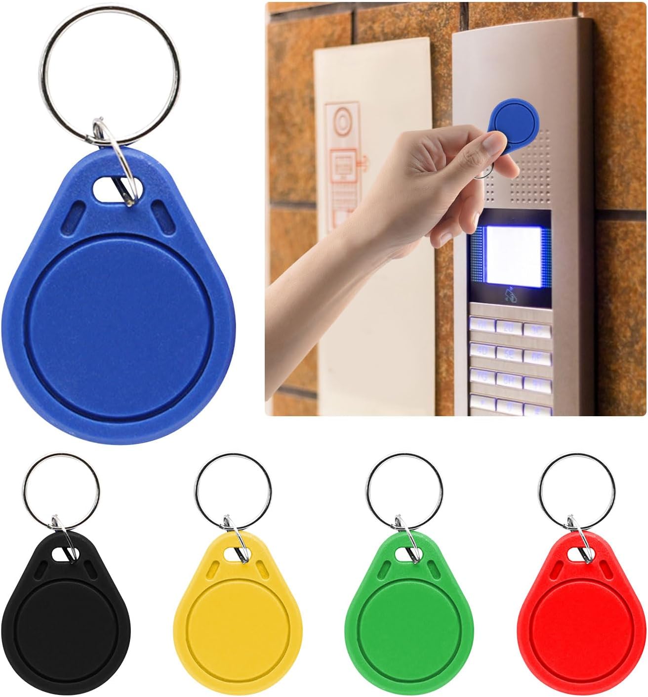 50Pcs 125khz RFID Writable Rewritable T5577 Fob Tag, Writable Key Fob Proximity ID Card Token Tag Rewritable for RFID Writer (Multicolor)
