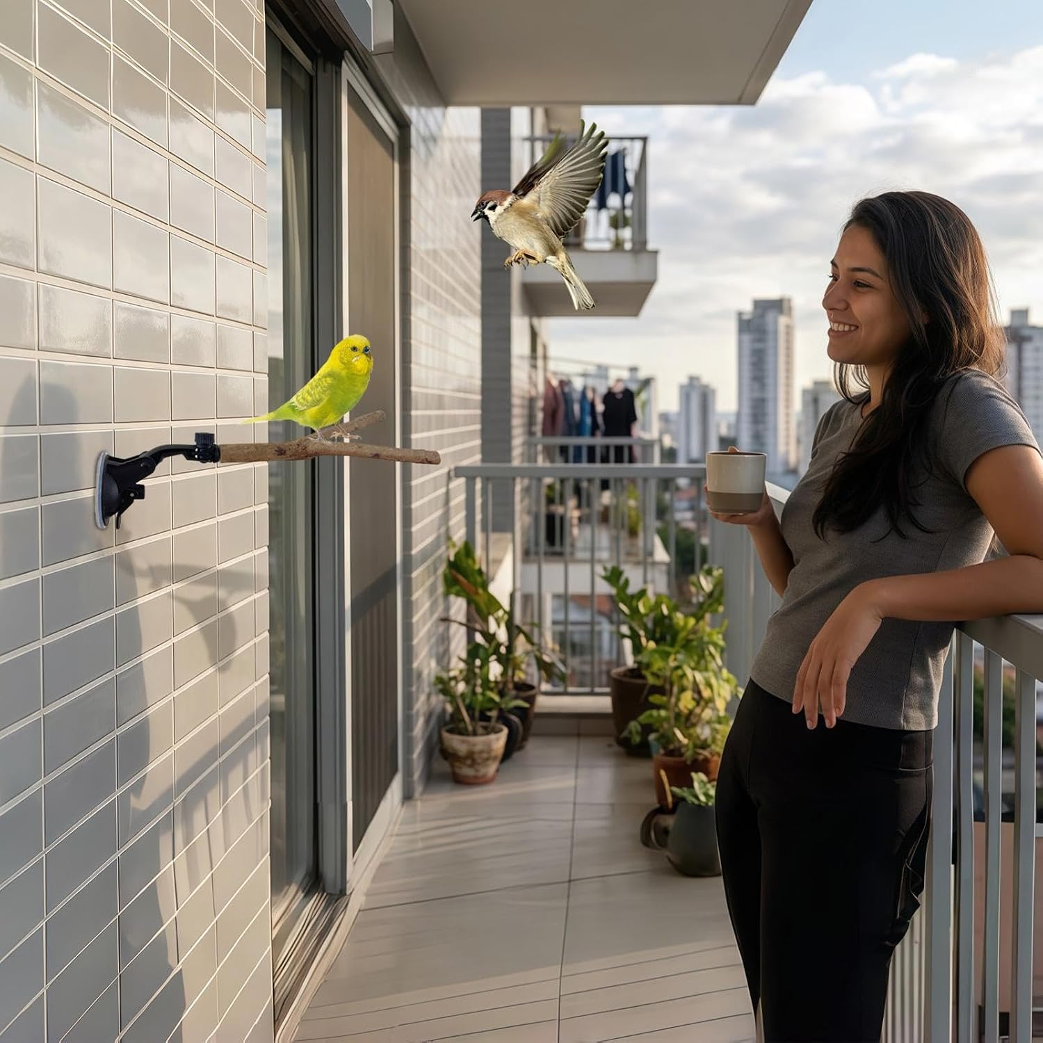 Portable Bird Perch Stand Adjustable Movable Suction Cup Parrot Rack image 2
