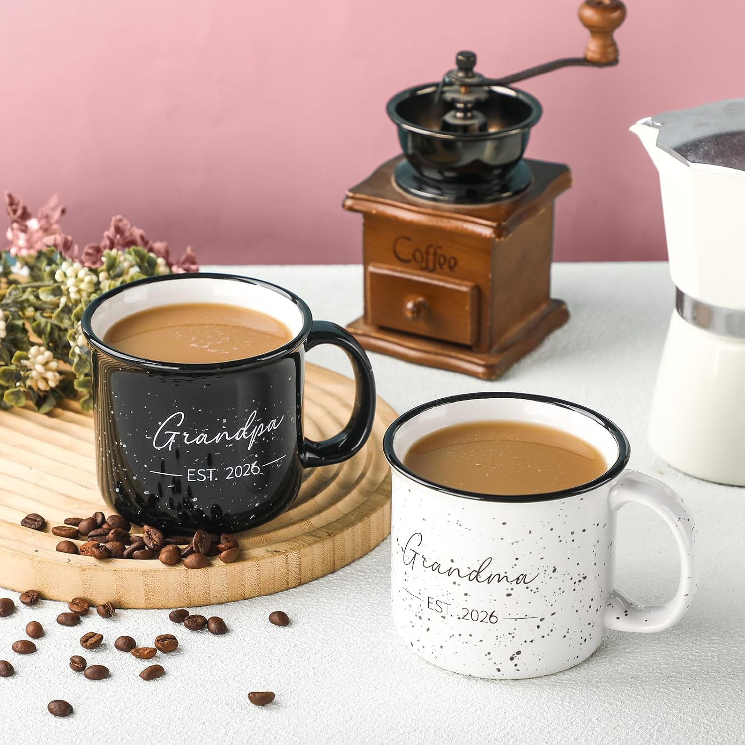 Baderke 2 Pcs New Grandparents Gifts Est 2026 Grandma and Grandpa Mugs 11oz Set Promoted to Grandparents First Time Pregnancy Announcement Baby Shower Gender Reveal Party Gifts - Image 6