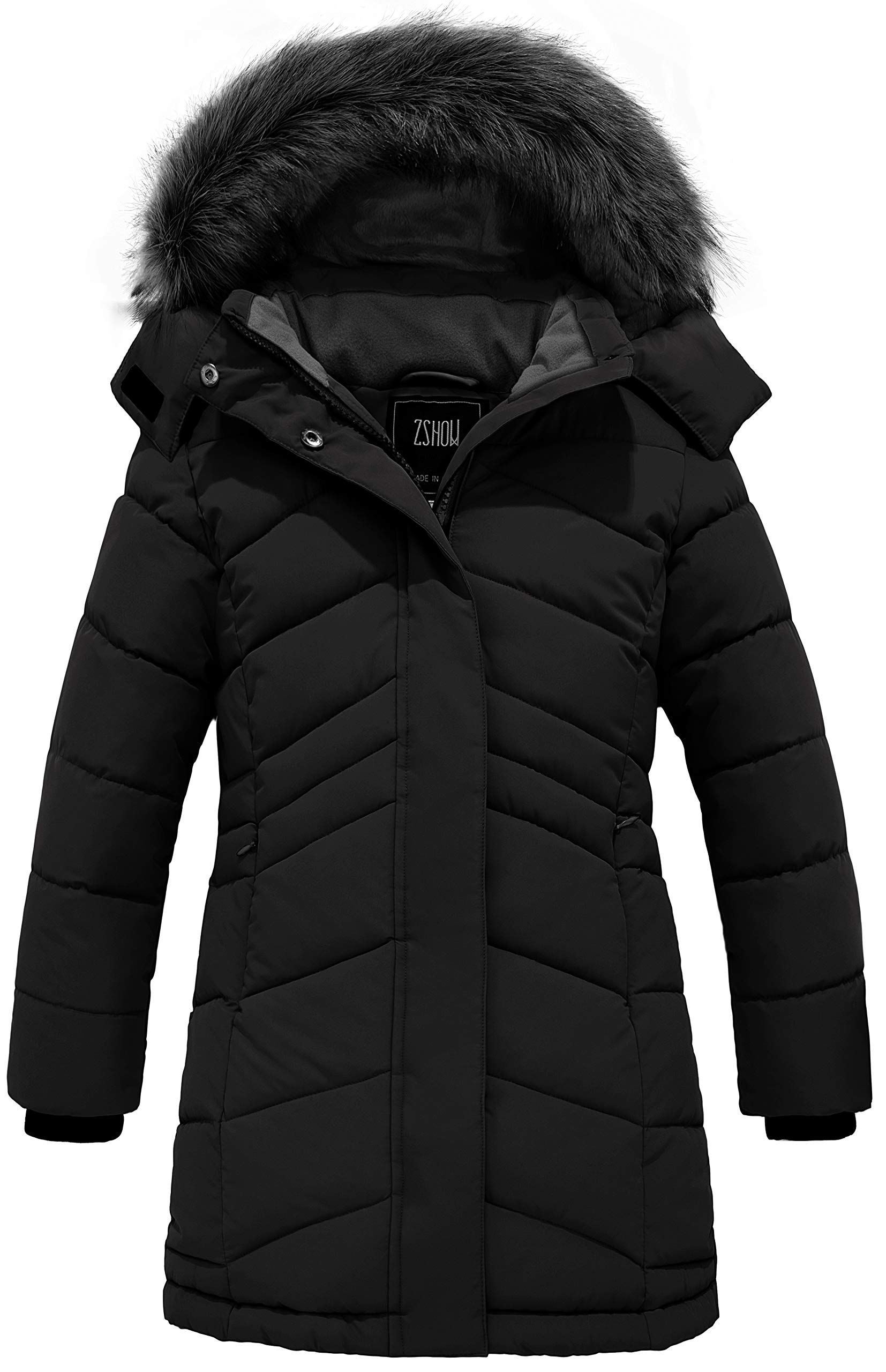 ZSHOW Abrigo de Invierno para Niña Parka Larga Impermeable Chaqueta Acolchada Capucha Chaqueta Gruesa Cálida