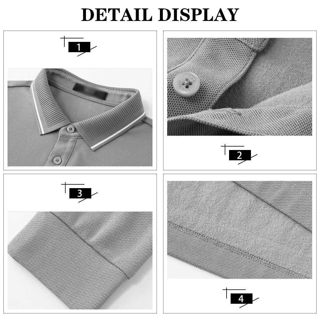 Polo Termico Business per Uomini, T-Shirt A Manica Lunga con Collo alla Coreana, con Motivo Ricamato