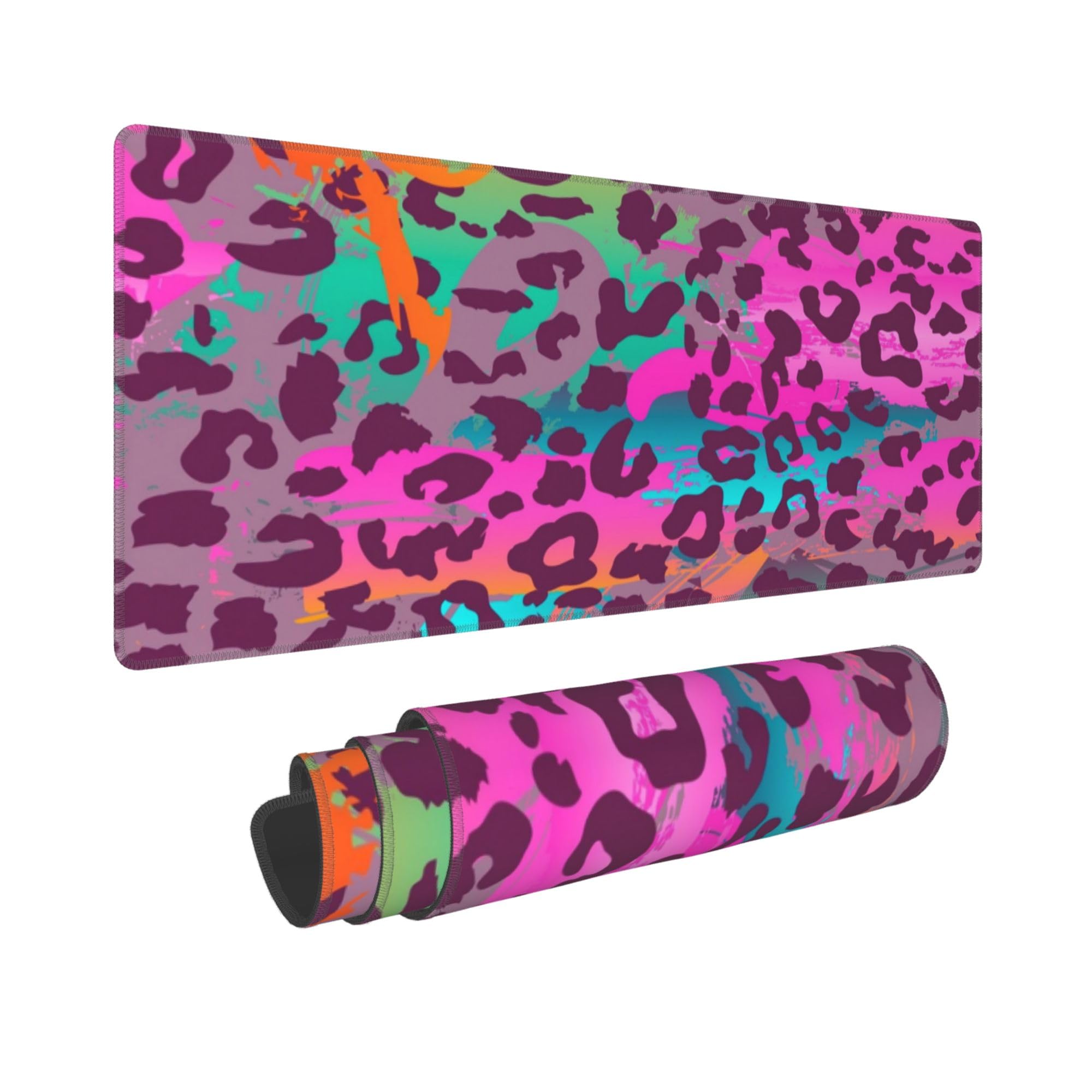 Tappetino per mouse con stampa leopardata, grande bordo cucito da scrivania, per computer portatile, PC, ufficio, accessori per computer