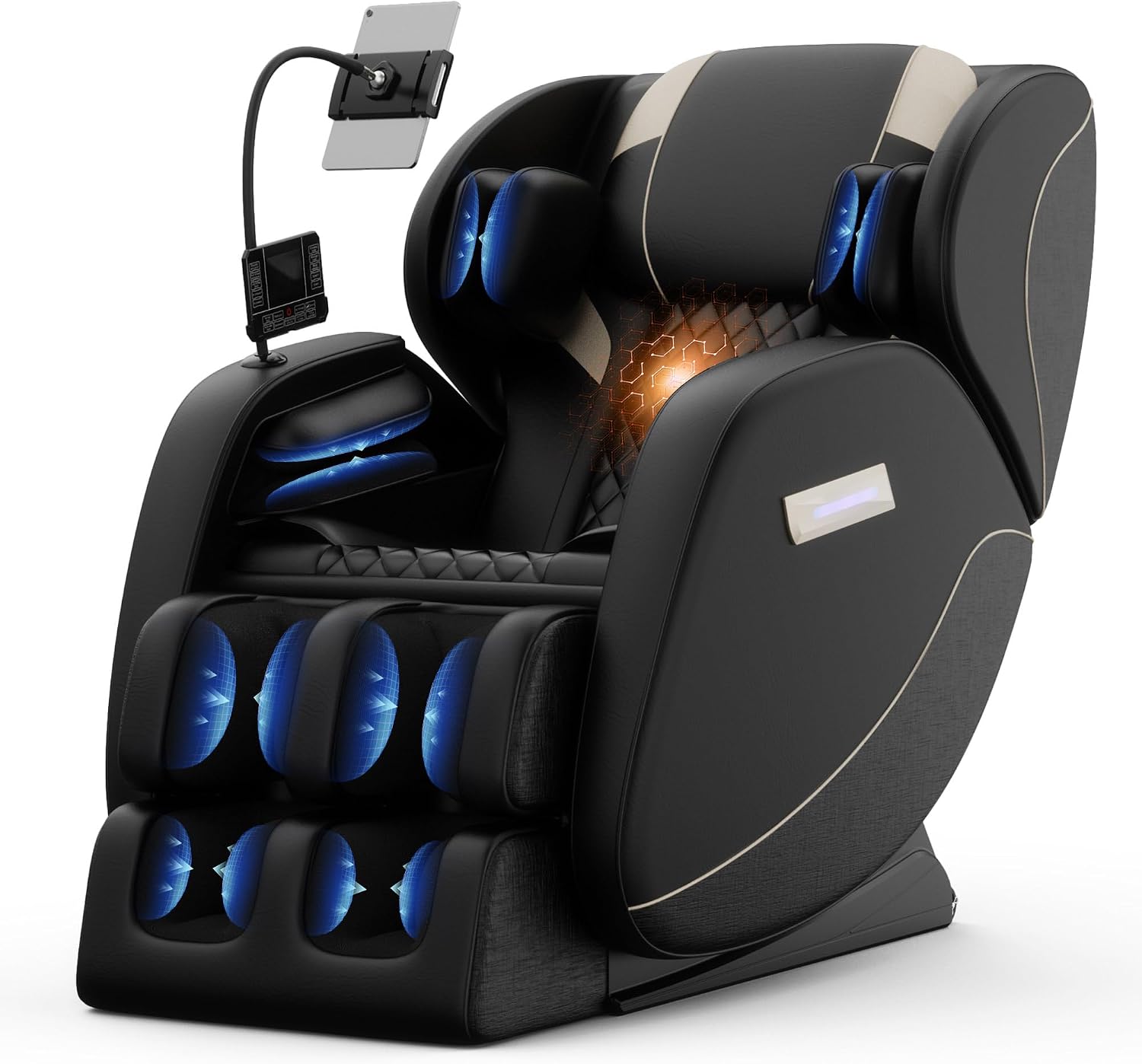 Luxury Zero Gravity Full-Body Massage Chair with Heating, Bluetooth Audio, and Foot Rollers - Home Relaxation Recliner (Graphite Black) product image