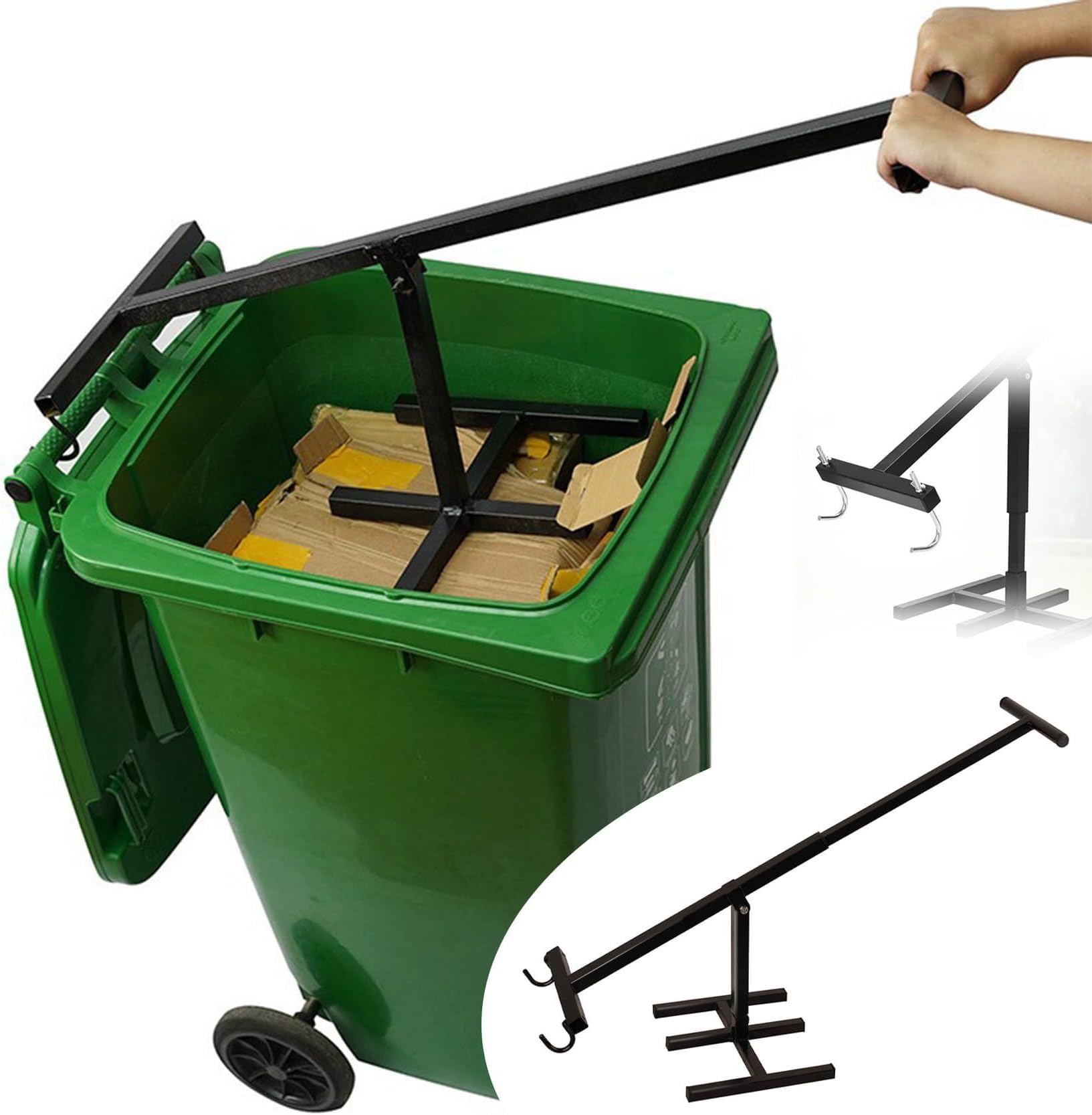 Waste Bin Squasher, Bin Compactor, Manual Trash Compactor, Trash Squasher, Trash Can Compactor, Iron Compacting Trash Can for 120-660l Wheelie Bins (3)