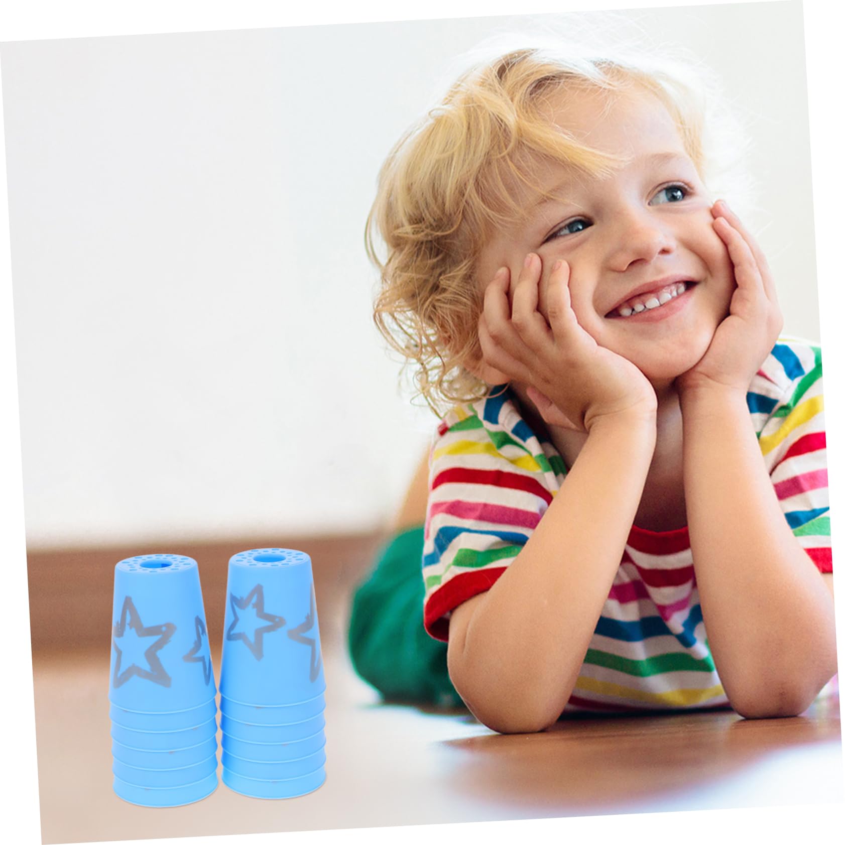 Akozon Jouets à empiler 6 pièces tasses empilables conception de trou Akozon Jouets à empiler 6 pièces tasses empilables conception de trou