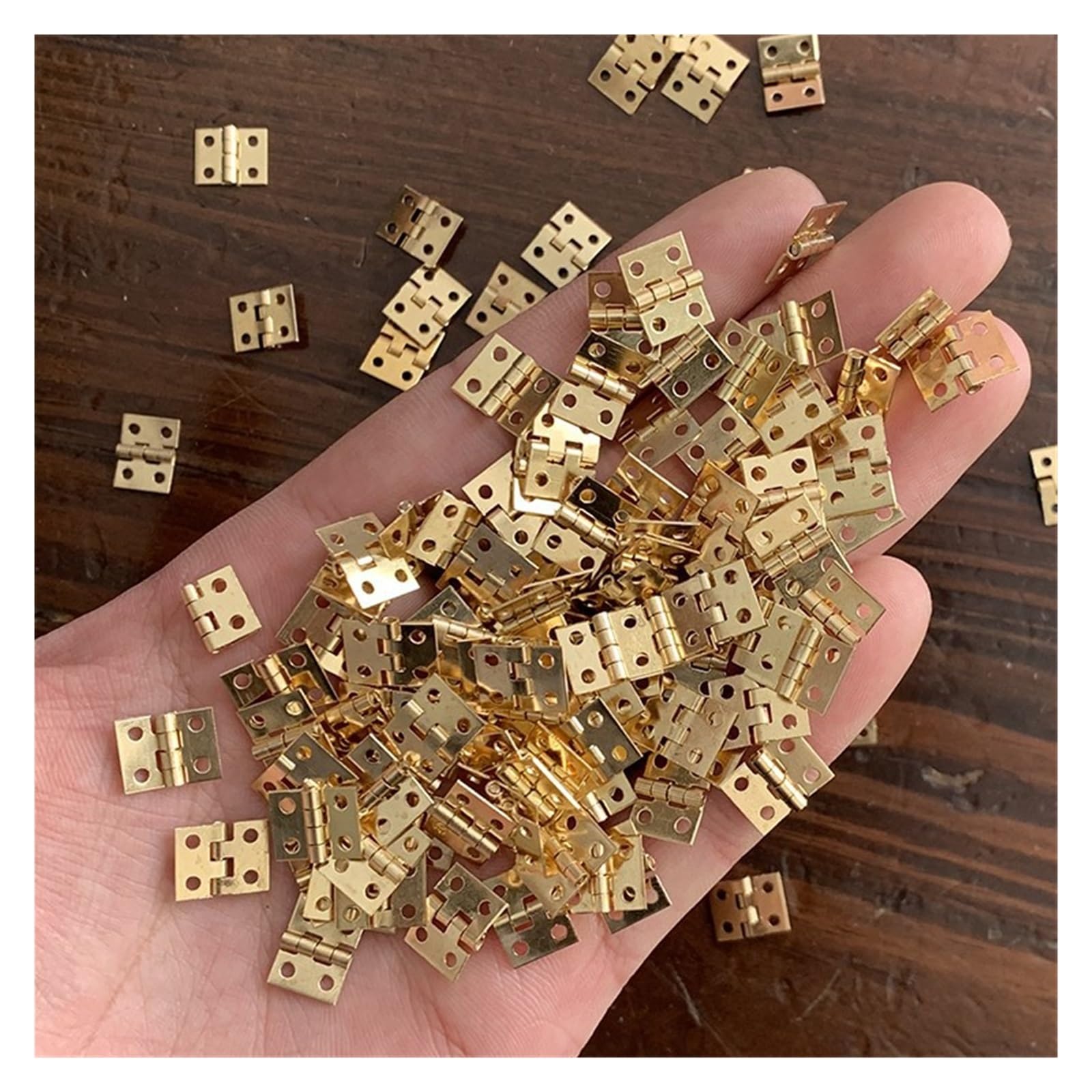 Minibisagra Bisagra pequeña 50 Uds. Mini bisagra pequeña de 8x10 con bisagra de clavo, bisagras planas de cobre pequeñas de 4 orificios for modelo de madera(Silver 50pcs)