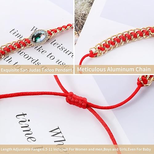 Miniatura 2 de Paquete de 126 pulseras de San Benito hechas a mano con cordón rojo y negro, pulseras de muñeca Benedict ajustable, medalla rosario, suerte,