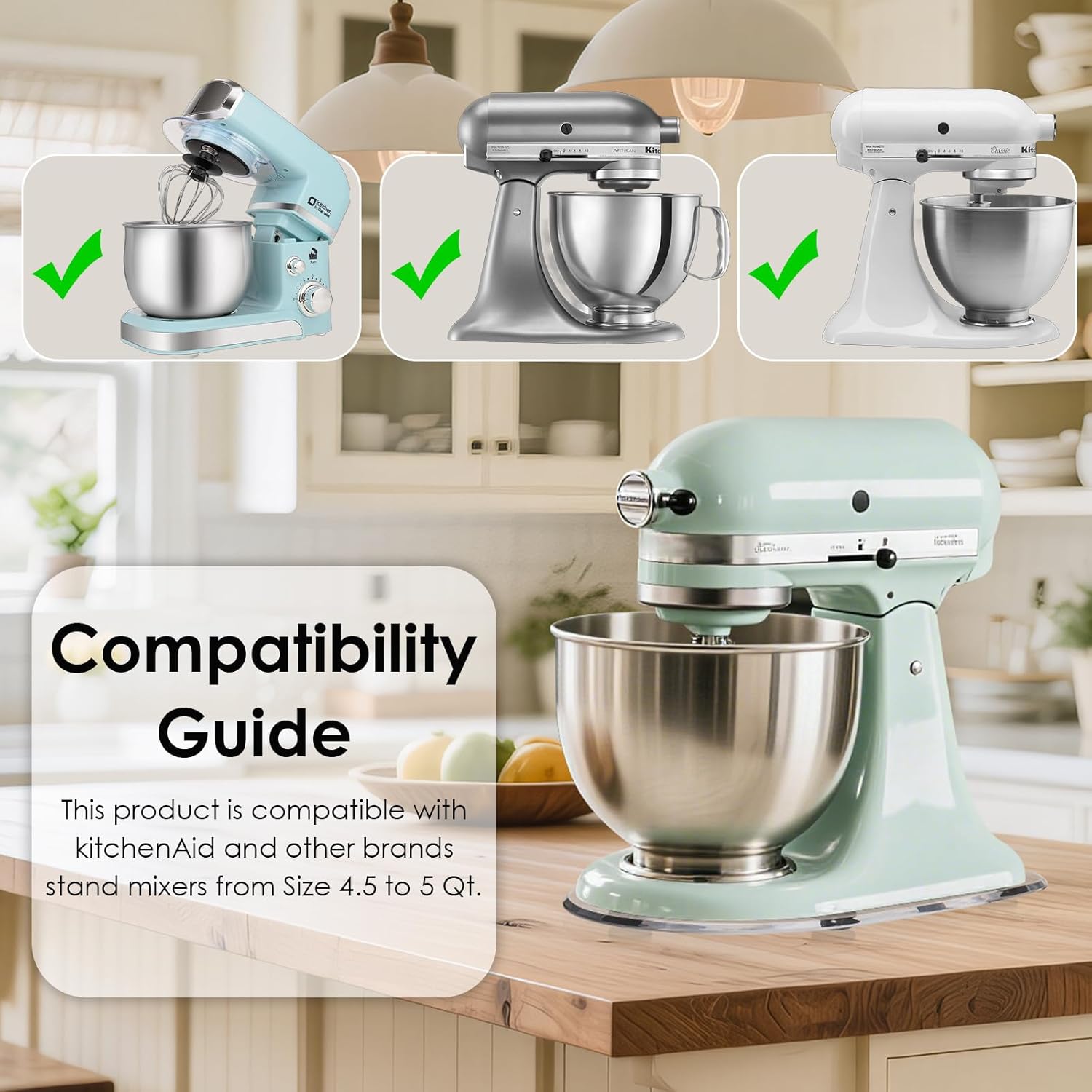 Thickened Acrylic Mixer Slider (Compatible with KitchenAid Mixer) (Slider for 4.5-5QT Stand Mixer) (Mixers Accessories) Sturdy Heavy-Duty Mixer Slider, Clear