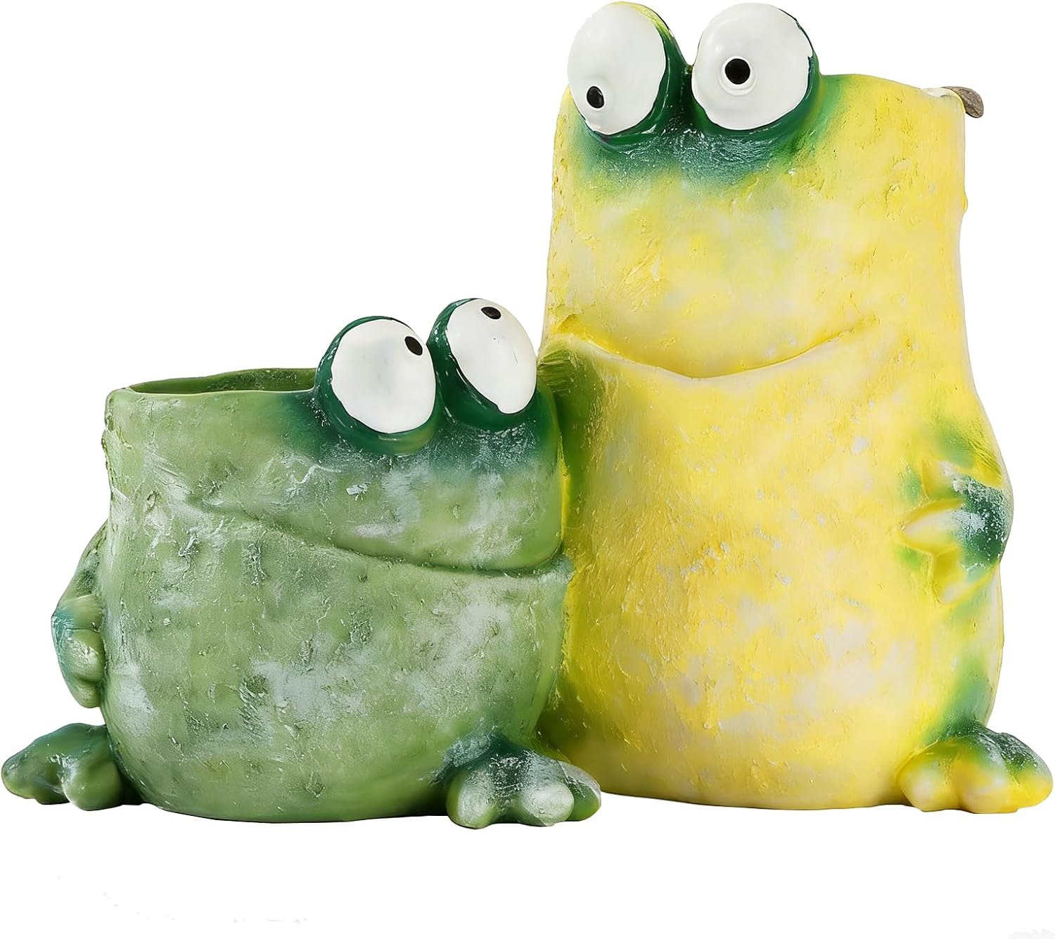 Frog Planter Pot with Drainage Hole – Resin Flower Pot & Pen Holder for Desk Décor, Indoor Home or Office Decoration