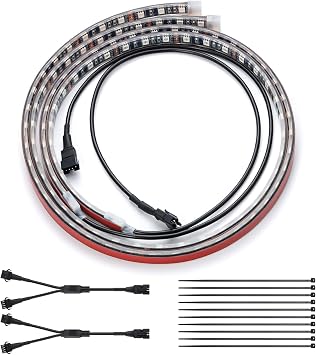 DITRIO 2pcs 3-Feet Underglow RGB Neon LED Light Strips DC 12V for Motorcycles Trikes Trailers Golf Carts ATVs UTVs Only for InfiColors Series