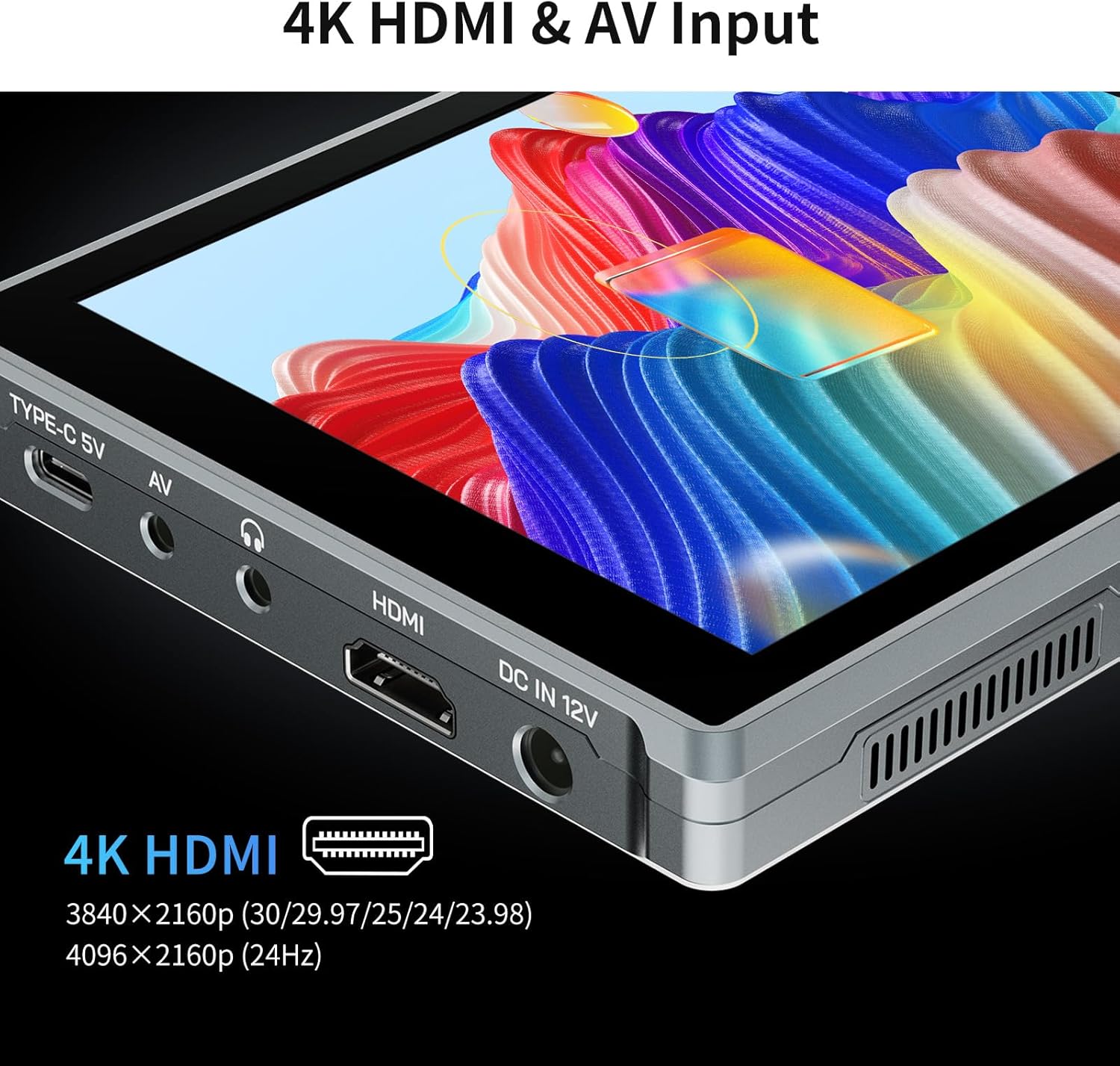 FEELWORLD FW759 Pro 7 Inch IPS Touch Screen 1280x800 Camera Field Monitor Support 4K HDMI,AV Signals DSLR on Camera Monitor with Carry Case,F750 Battery Bundle