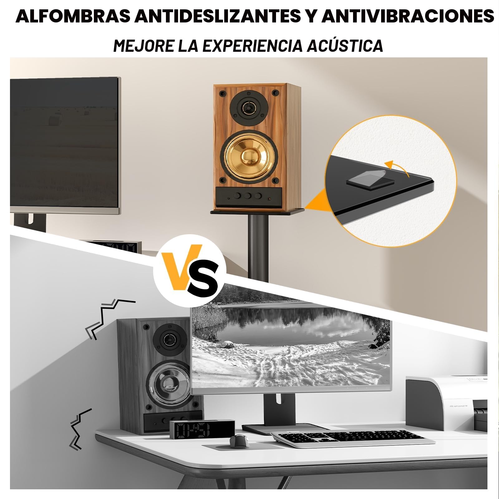5Rcom Soportes universales para altavoces para sonido envolvente, juego de 2 soportes de suelo de altura ajustable de 830 mm a 1100 mm, cada uno soporta 5 kg, gestión de cables, fácil montaje, color