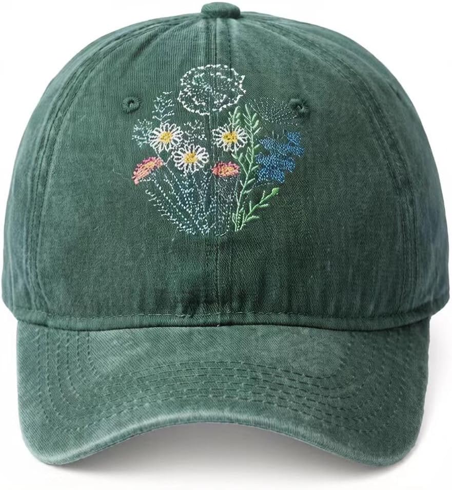 Green Dad Hat Men Women Embroidered Baseball Cap Low Profile Father's Day Snapback Hat Vintage Adjustable Washed Unisex