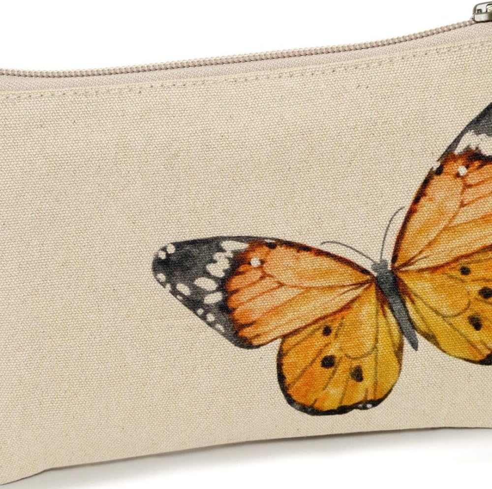 COTT N CURLS Monarch Butterfly Wristlet for Women - 4.7x17 Butterfly Purses for Women, Colorful Print, Canvas and Leather, Spring Purses, Spring Gifts for Mom, Sister, Friend, Grandma