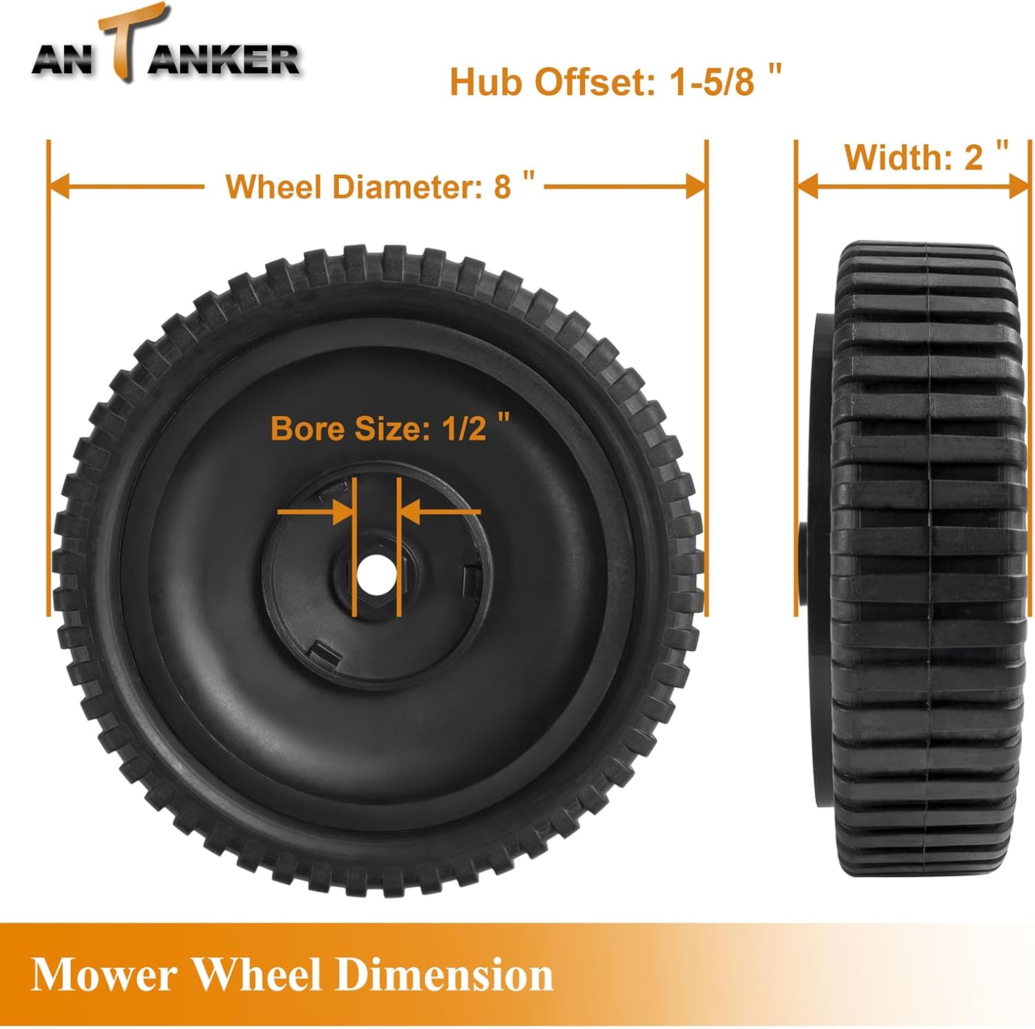 Lawn Mower Wheel Replace for AYP 180767 Front Drive Wheel Replacement for AYP/Sears, Replace for Craftsman/Jonesred/Poulon 532180767 Mower Wheel 2 Pack