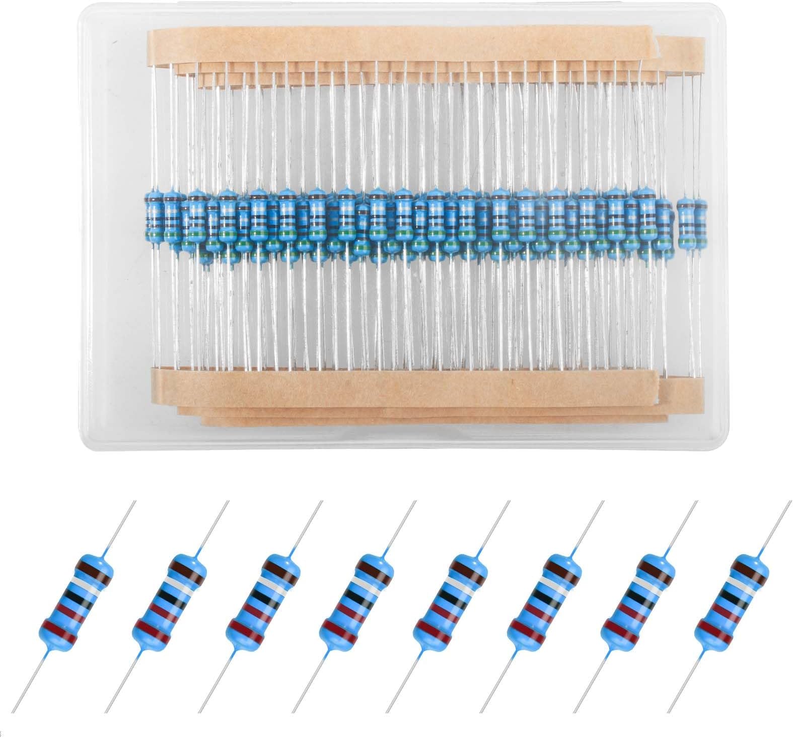 150pcs 2.2 ohm Resistor 1/4w (0.25 watt) Metal Film Fixed Resistors ±1% Tolerance,Multiple Values Optional