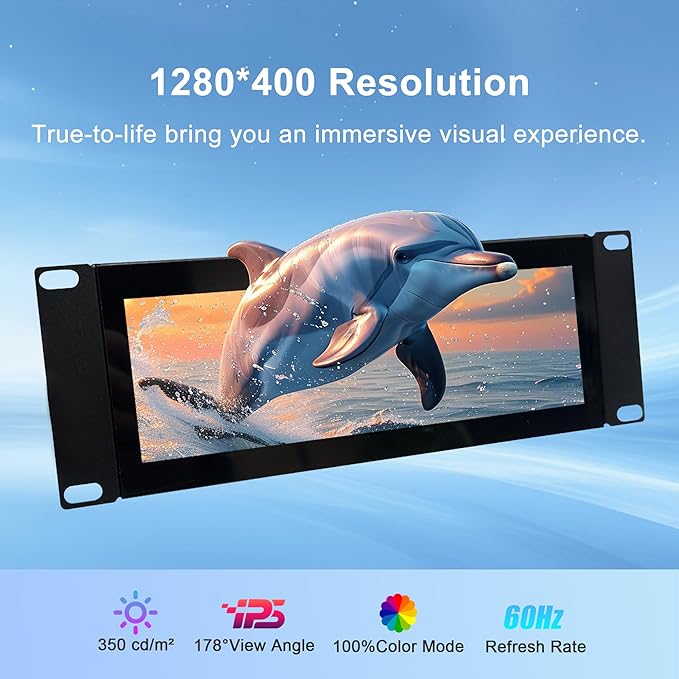 Monitor Táctil 7.84" FHD IPS 1280x400 para Rack 2U miniatura 6