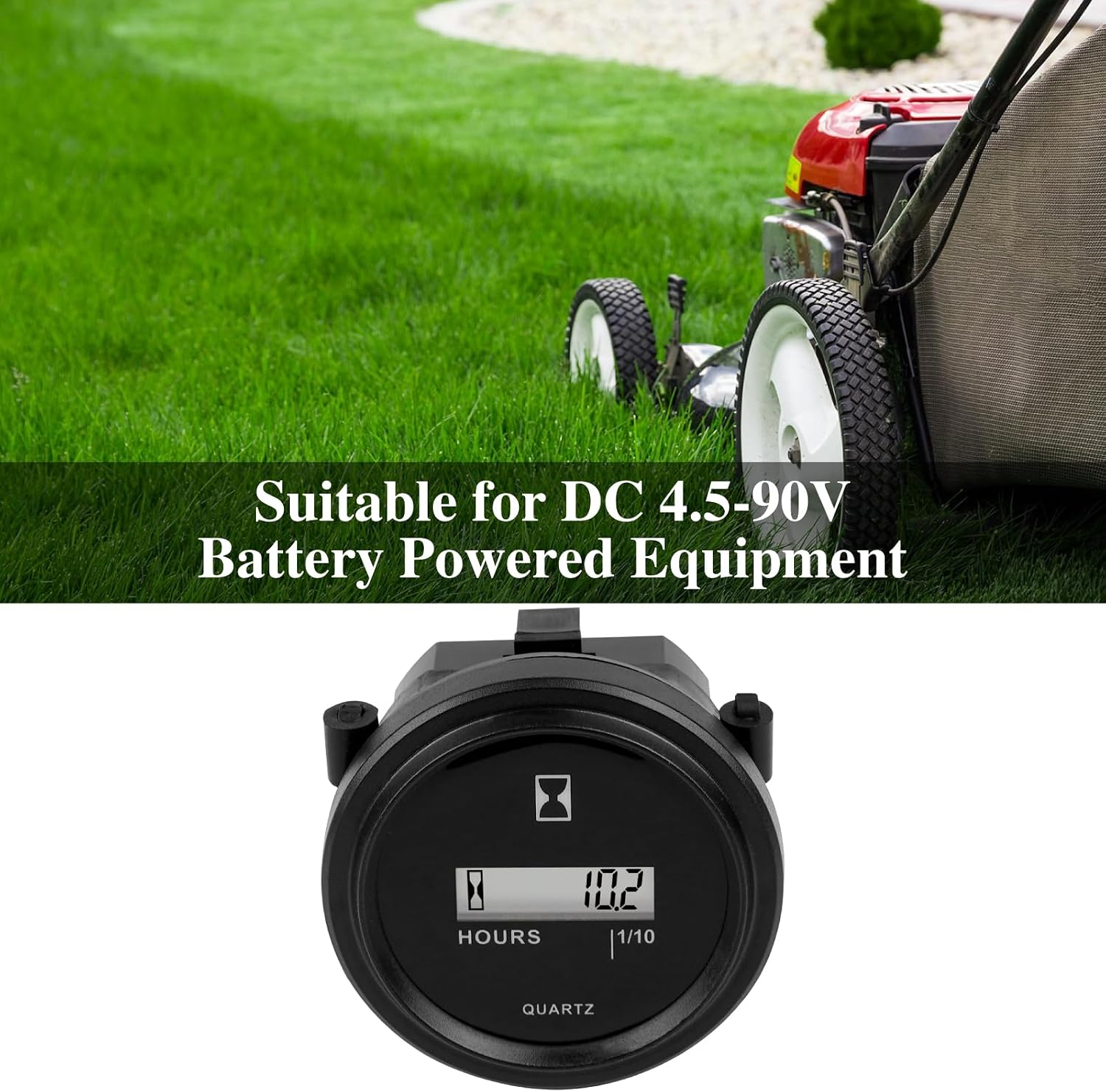 NR-HM005DC Hour Meter DC 4.5-90V Round LCD Hour Meter Quartz Hourmeter for Fork Cart Boat Tractor Generator Engine Mower