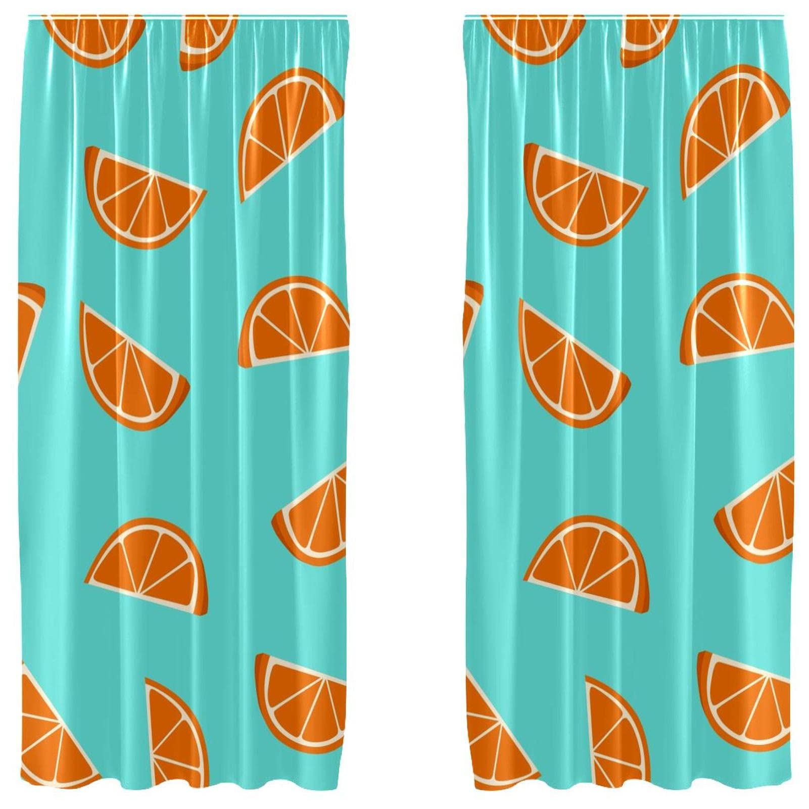 Cortinas opacas de microfibra con rodajas de naranja para salones alegres 55x84