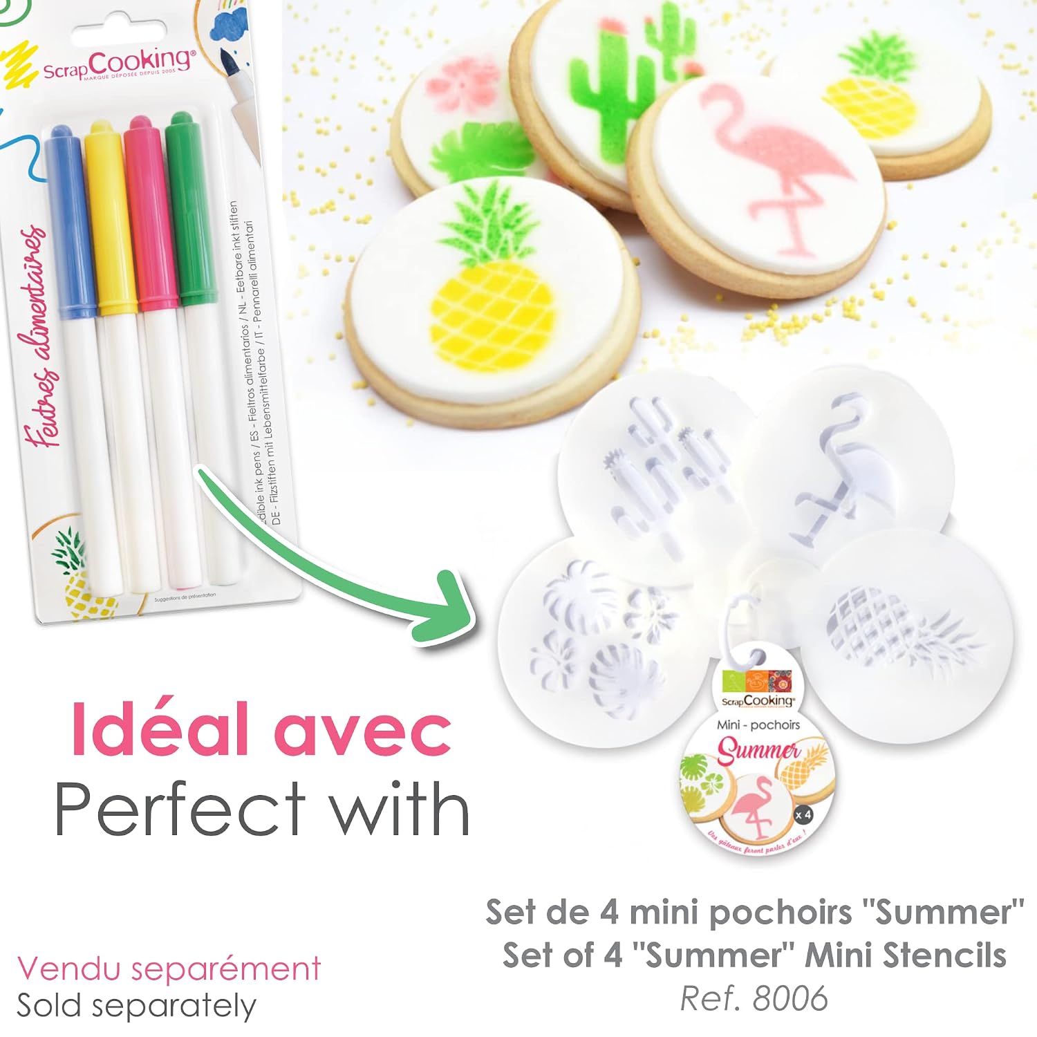 4 food colouring pens - yellow, green, pink, blue