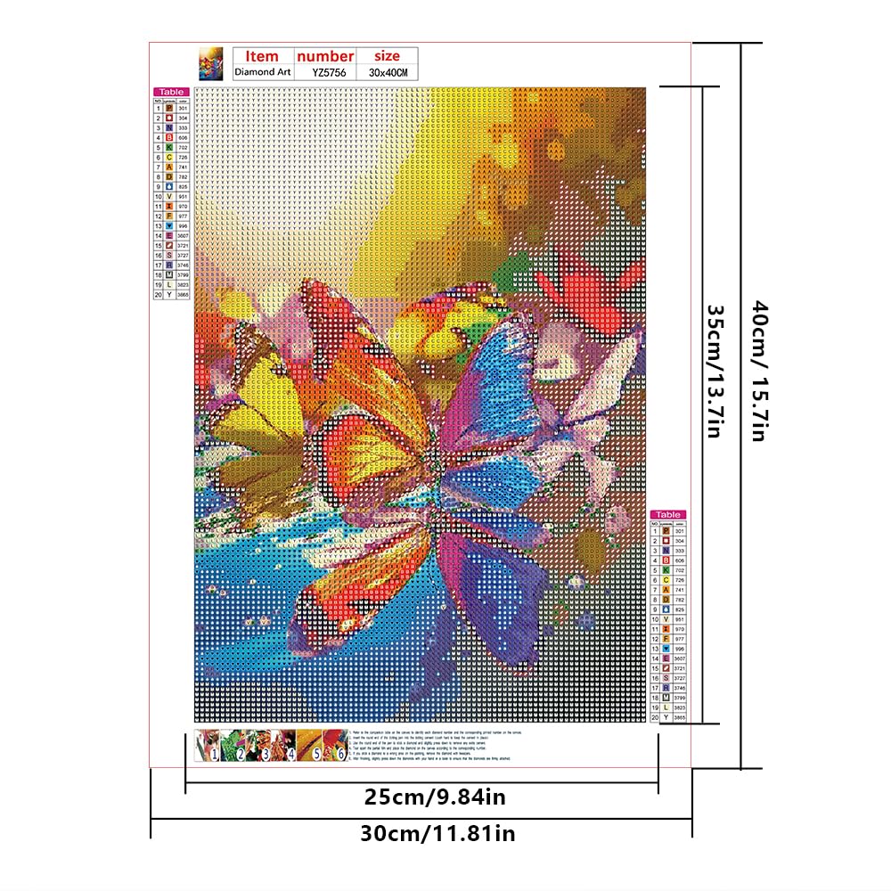 Diamond Painting Farfalla - Kit 5D Rotondo 30x40 Cm Per Bambini E Adulti - Foto 6
