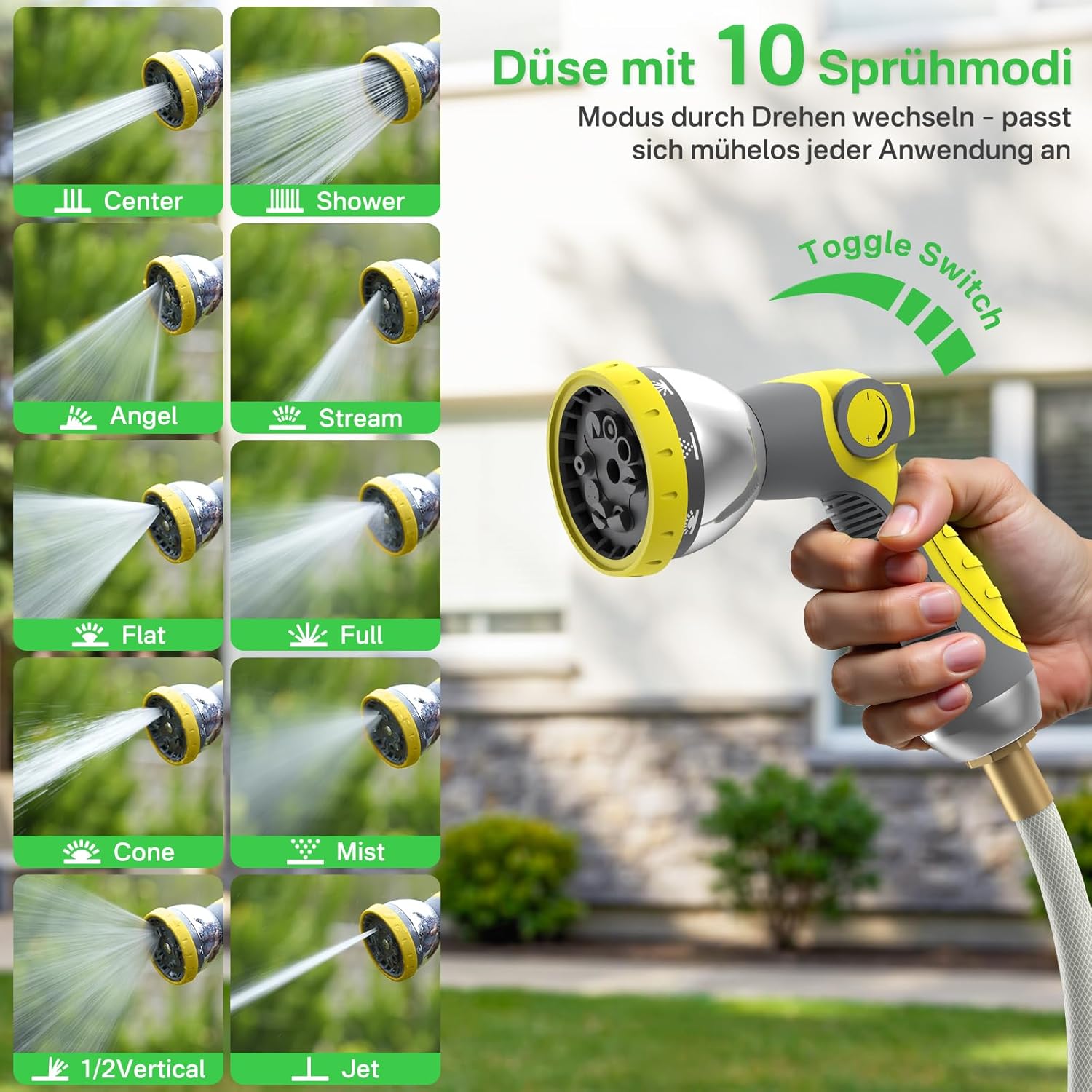 YQ-65ft x 5/16'' retractable garden hose reel, heavy-duty wall-mounted outdoor gardening hose, suitable for yard cleaning, pet showering, watering plants and tree irrigation