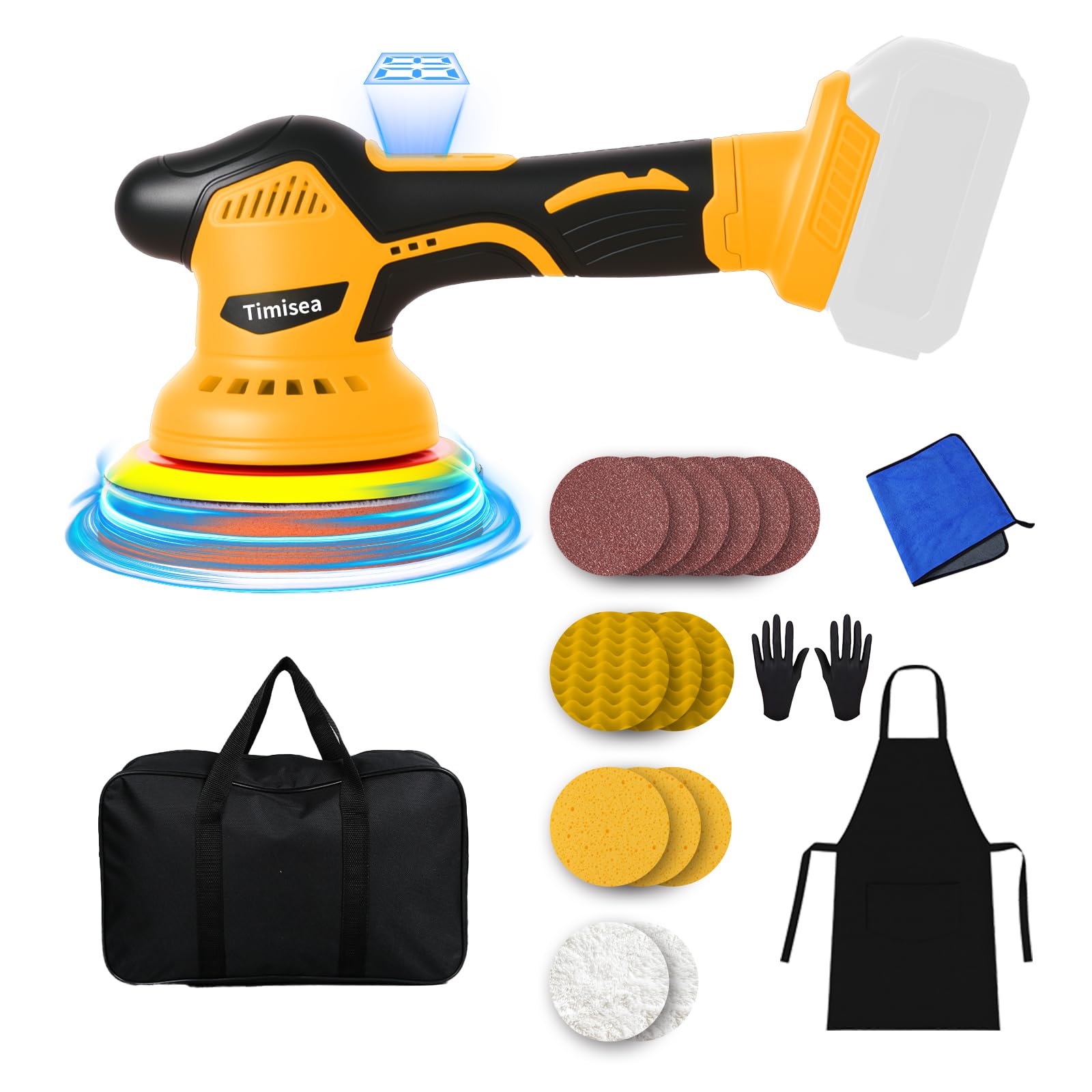 Juego de pulidora de coche para Makita 18 V batería pulidora de coche con 8 niveles de regulación de velocidad para coche y hogar, incluye accesorios y bolsa (sin acuu)