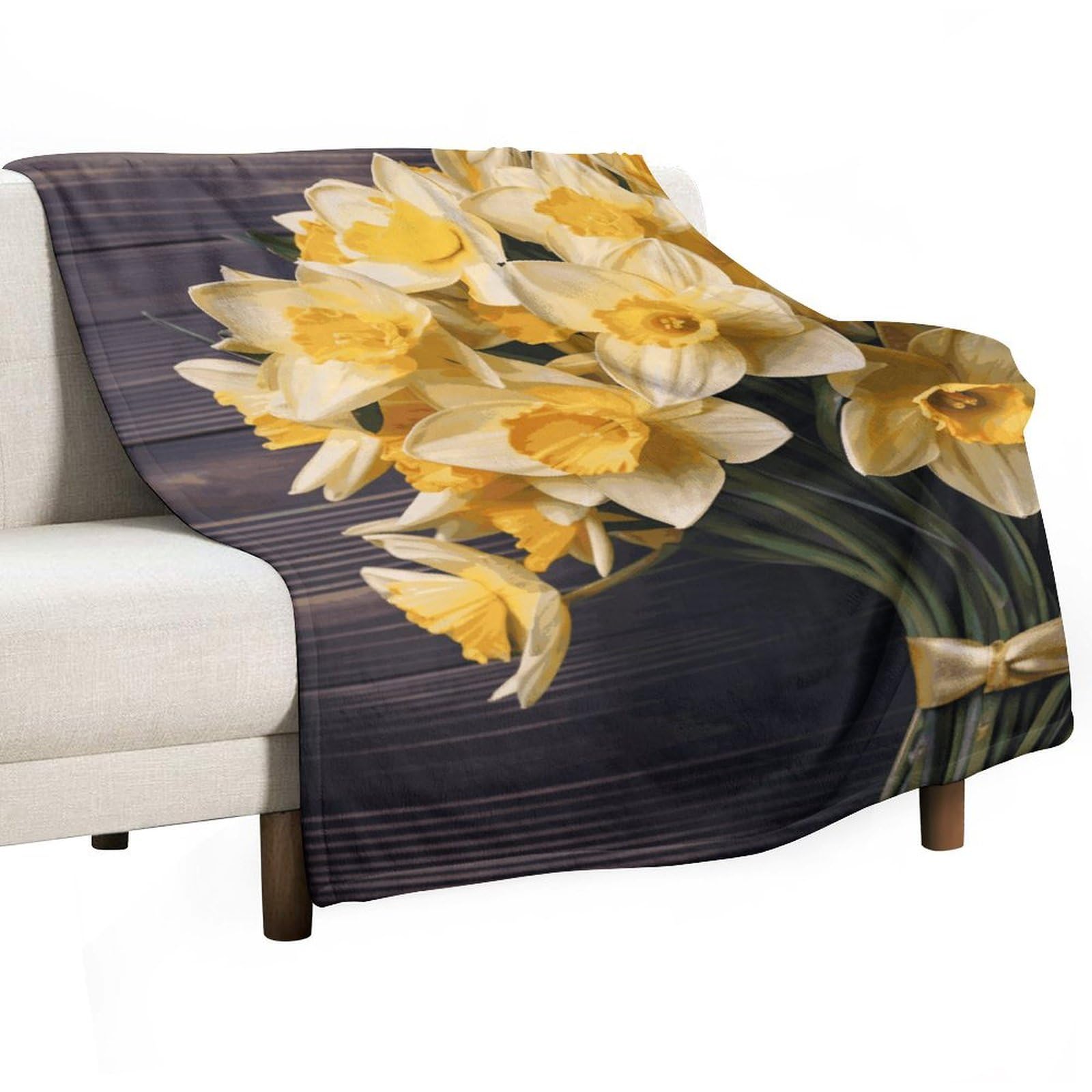 Couverture en flanelle bouquet de jonquilles, le cadeau idéal pour une maison cosy