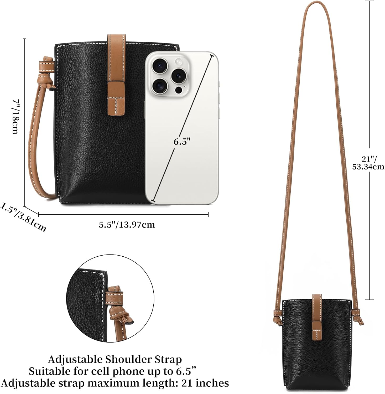 SENDEFN Leather Small Crossbody Bags for Women Phone Purse Minimalism Cell Phone Bag with Card Slot - Image 4
