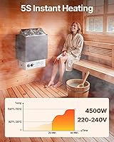 Vista 2 de VEVOR - Calefactor de sauna, estufa eléctrica de sauna de 220V, calentador de sauna para baño de vapor con temporizador de 3h y temperatura