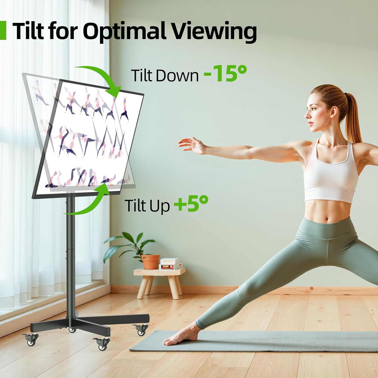 USX Mount Mobile TV Cart Rolling TV Stand with Wheels for 23-60 LCD LED Flat/Curved Panel Screens,Height Adjustable Floor Stand Holds up to 99Lbs Portable Stand,Max VESA 400x400mm