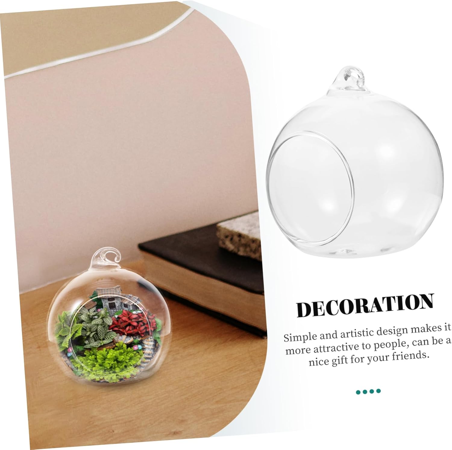 balacoo 12pcs Transparent Hanging Glass Globes Hydroponic Terrarium Vases for Air Plants -Friendly Decorative Planters for Home and Office Decor
