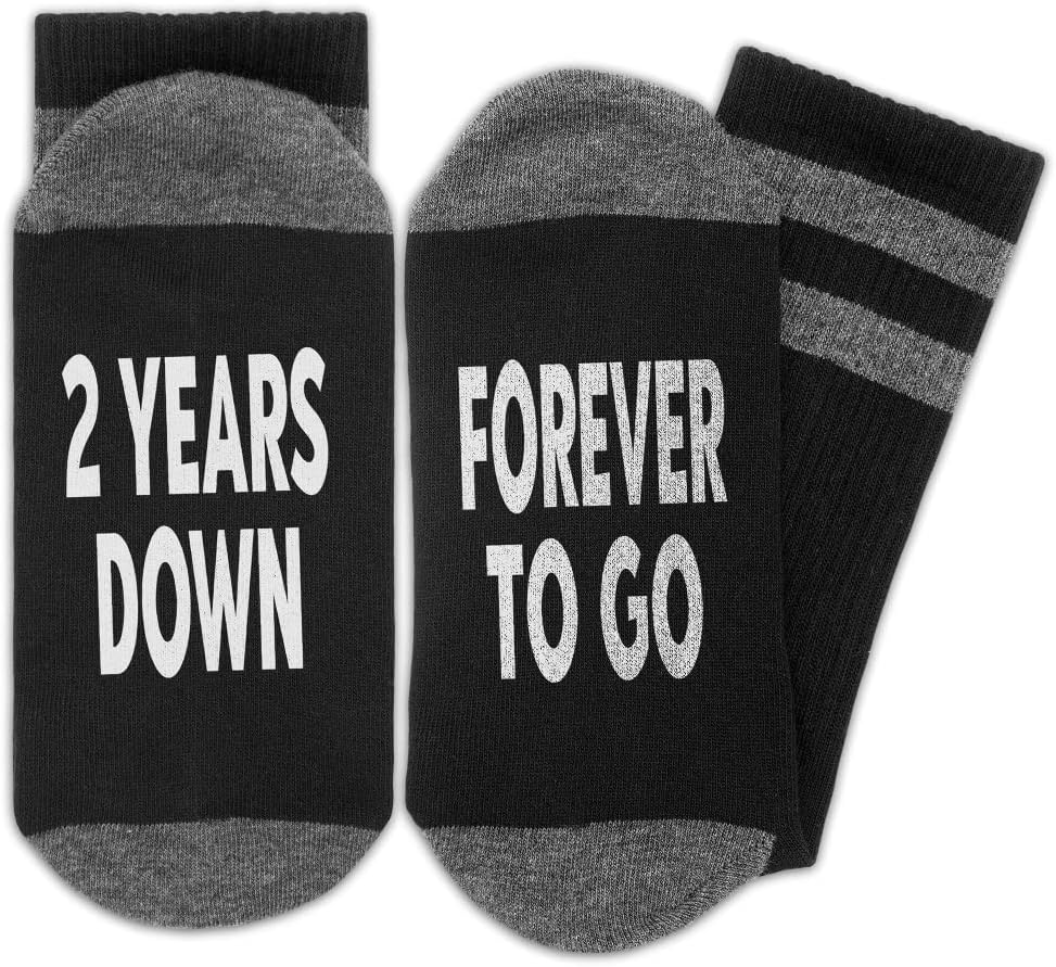 2 Years Down Forever To Go, Anniversary Socks, 2 yr Marriage Date, Gifts for Couple, 2nd Wedding Anniversary