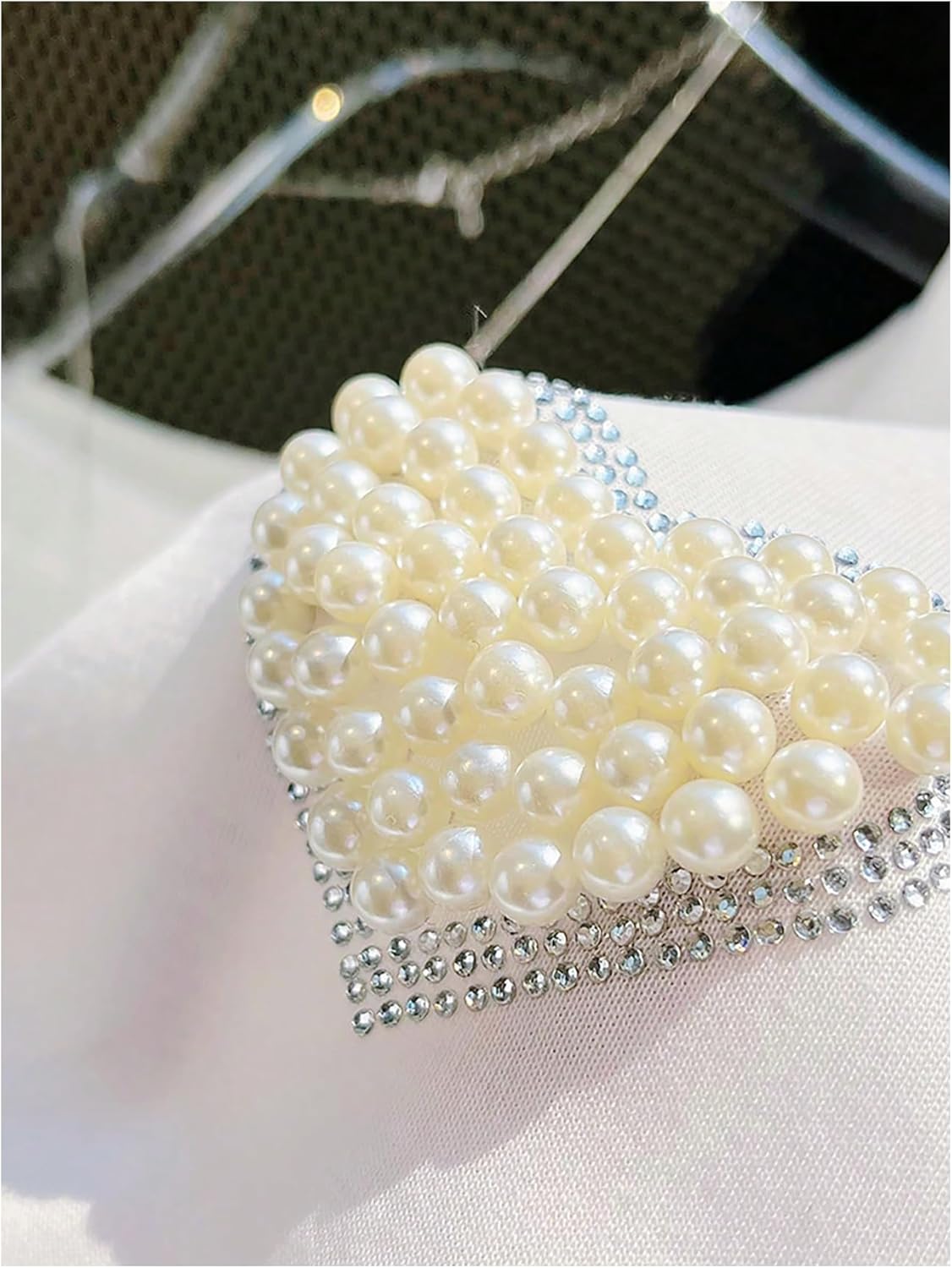 SweatyRocks Women's Short Sleeve Round Neck T Shirts Rhinestone Pearl Top Casual Tees - Image 4