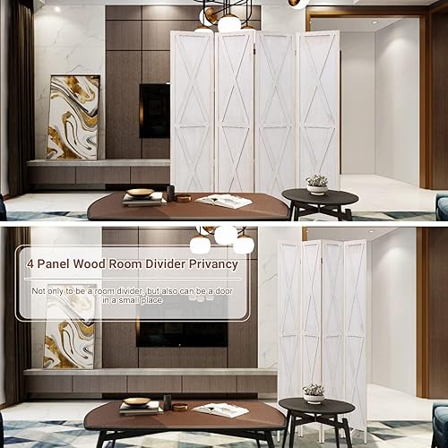 Miniatura 2 de ECOMEX Divisor de habitación de madera de 6 pies, divisor de habitación y divisor de habitación de 6 pies, pantallas de privacidad plegables, doble