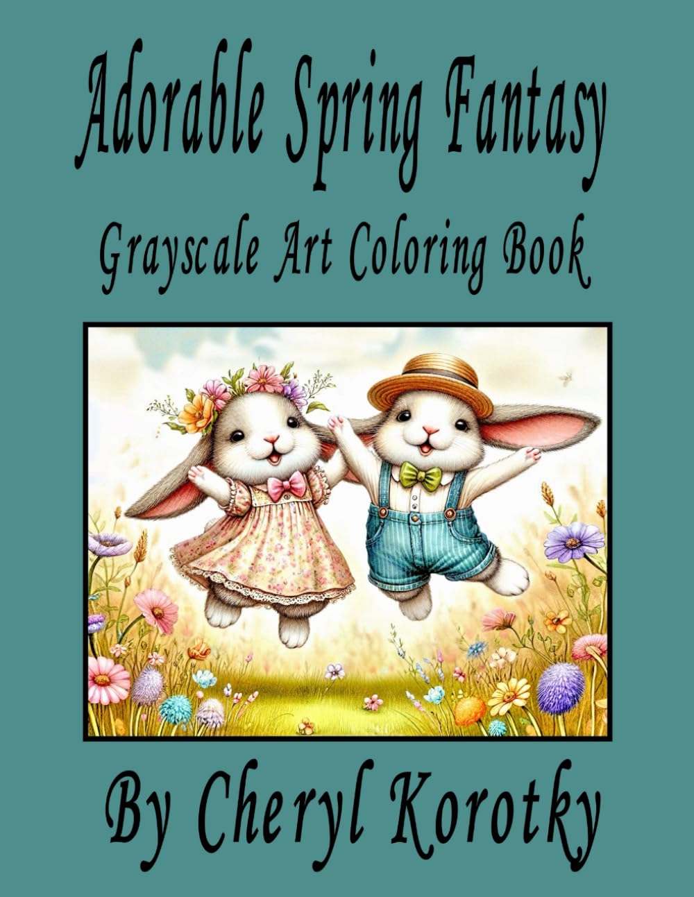 Adorable Spring Fantasy: Grayscale Art Coloring Book