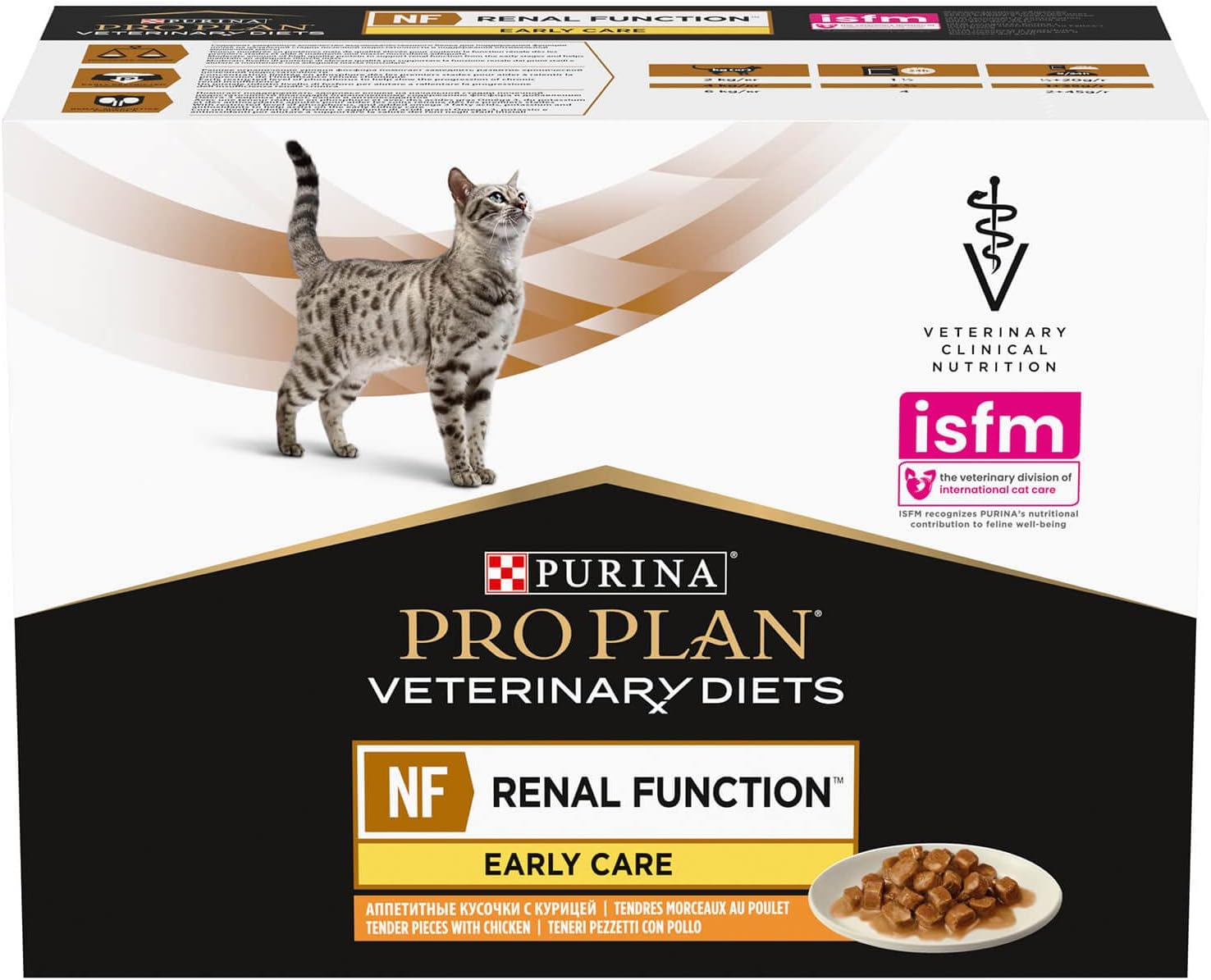 PURINA PRO PLAN Veterinary Diets NF Renal Function Early Care Chicken | 10 x 85g | Dietary Food for Adult Cats in Fresh Bag | to Support Kidney Function